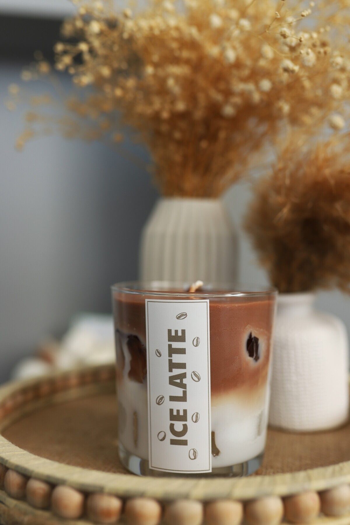 DEKORANLA Kahverengi Ice Latte Kokulu Soya Dekoratif Mum, Aromaterapi, Rahatlatıcı