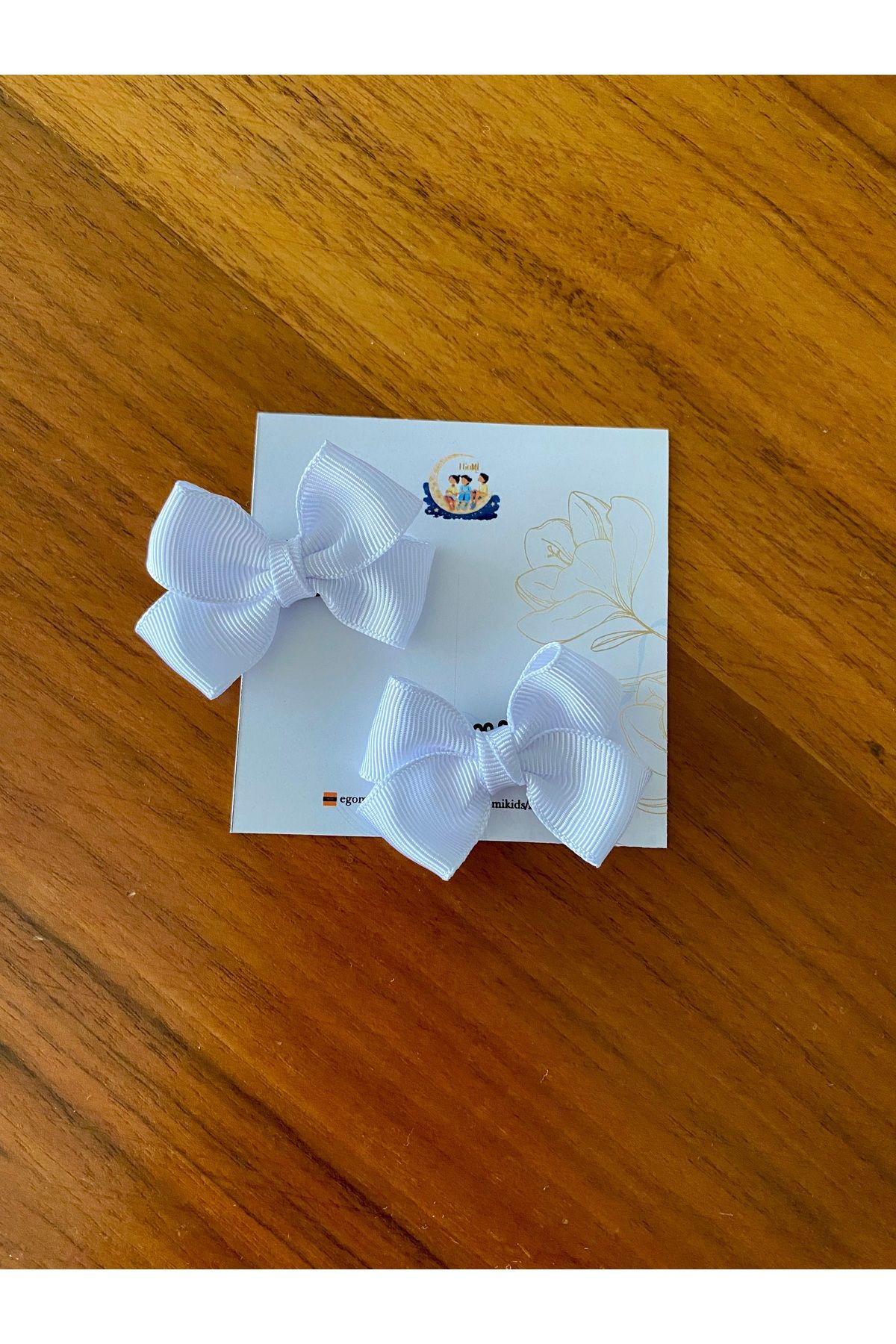 EGOMİ Grogren Kurdelalı Fiyonk 2li Beyaz Saçsız Bebek Tokası