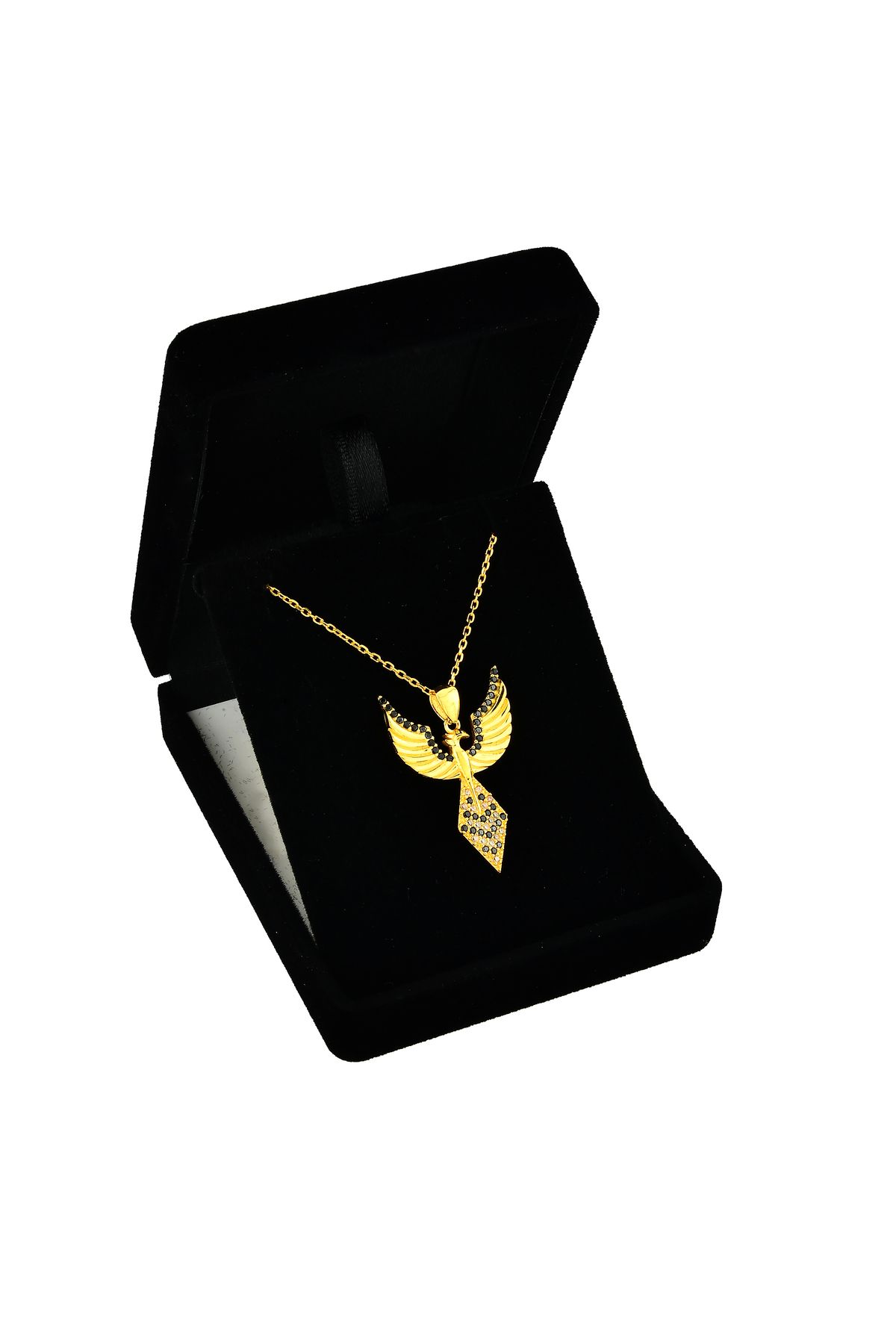 SOFT HÜDHÜD KUŞU KOLYE 925 AYAR GÜMÜŞ 18 K GOLD KAPLAMA KADİFE KUTULU