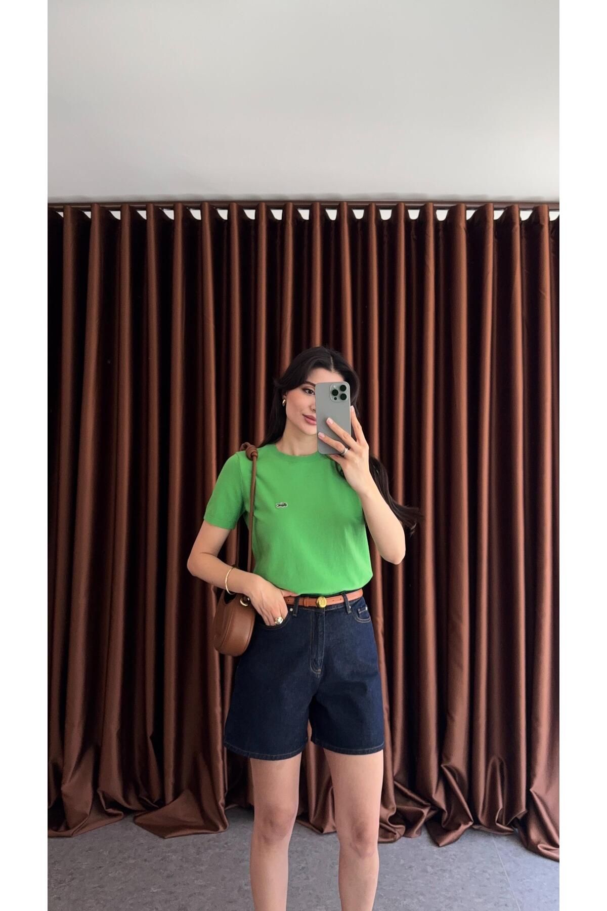 HAZELANNA Yeşil Yazlık Triko Bluz