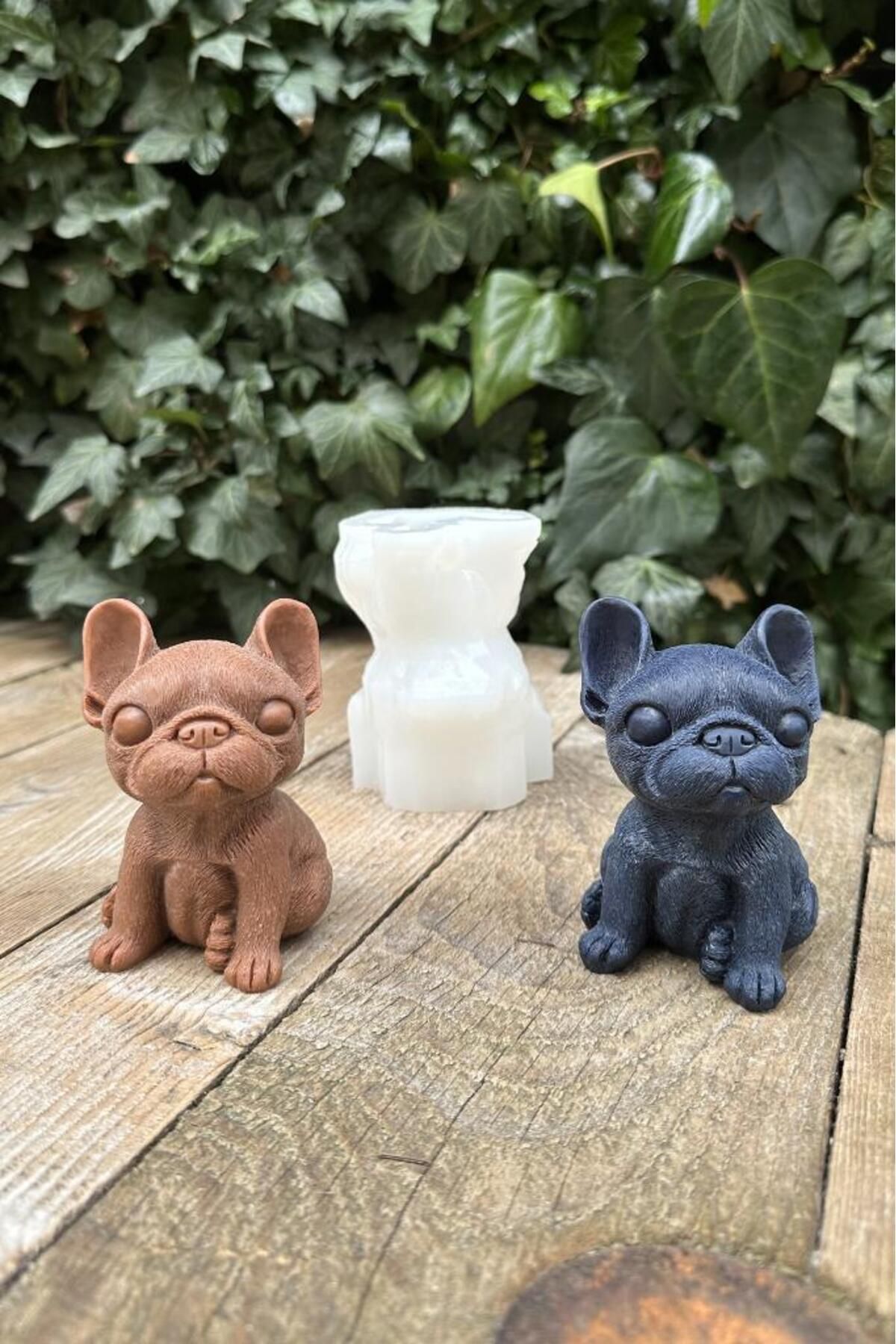 DEKORANLA Beyaz Fransız Bulldog Köpek Mum Kalıbı, şık ve dekoratif aksesuar seçeneği