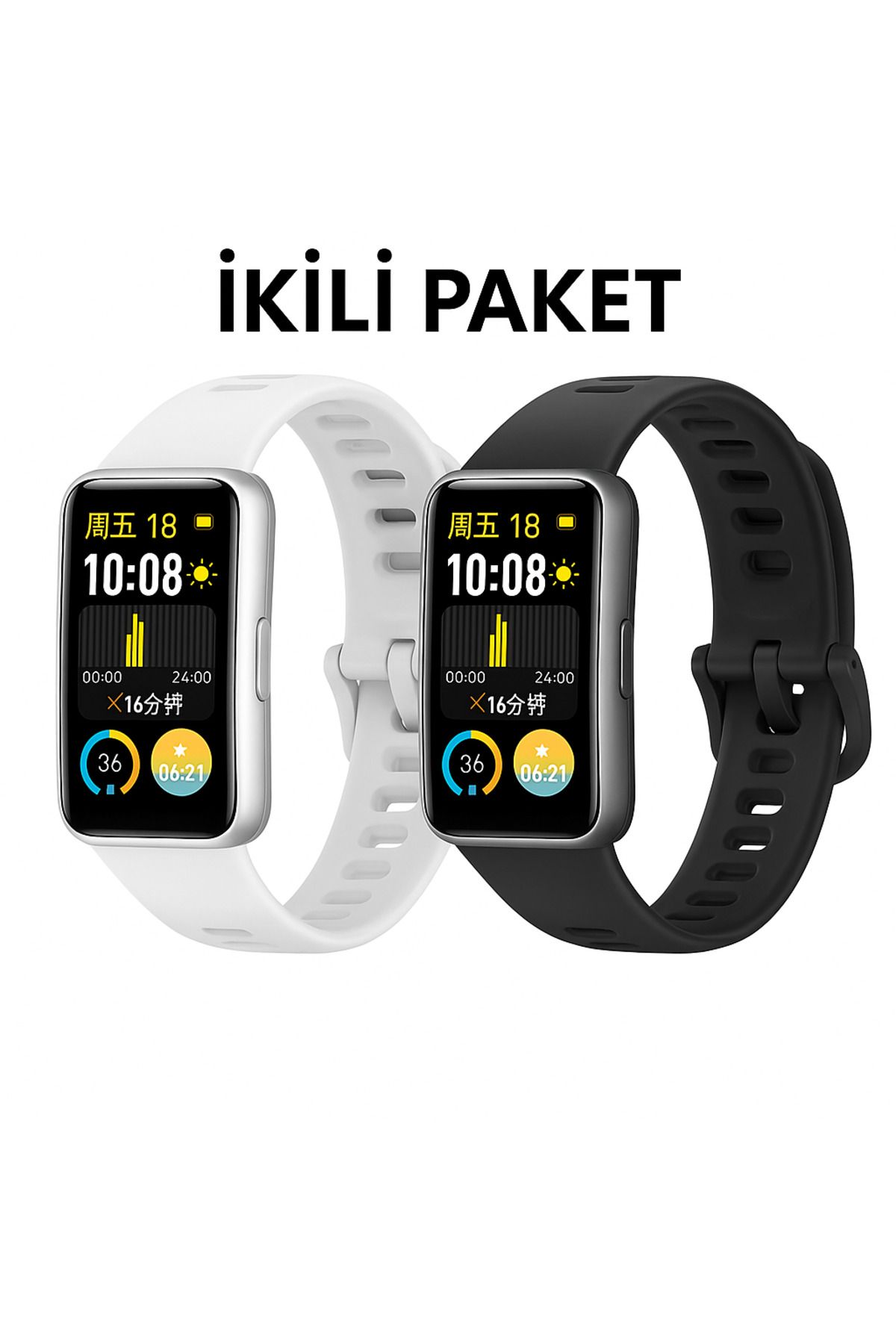 Novatis Huawei Band 8 / Band 9 / Band 10 Uyumlu 2'li Paket Silikon Kordon Metal Pim ve Tokalı Soft Kayış