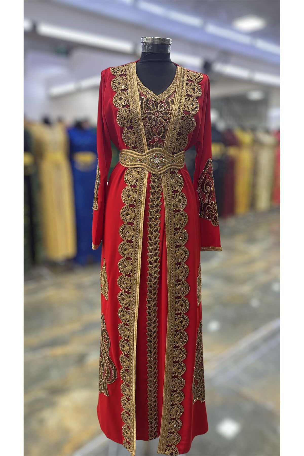 MODA Yöresel Kadın Kemerli Düğün Kaftan Abiye