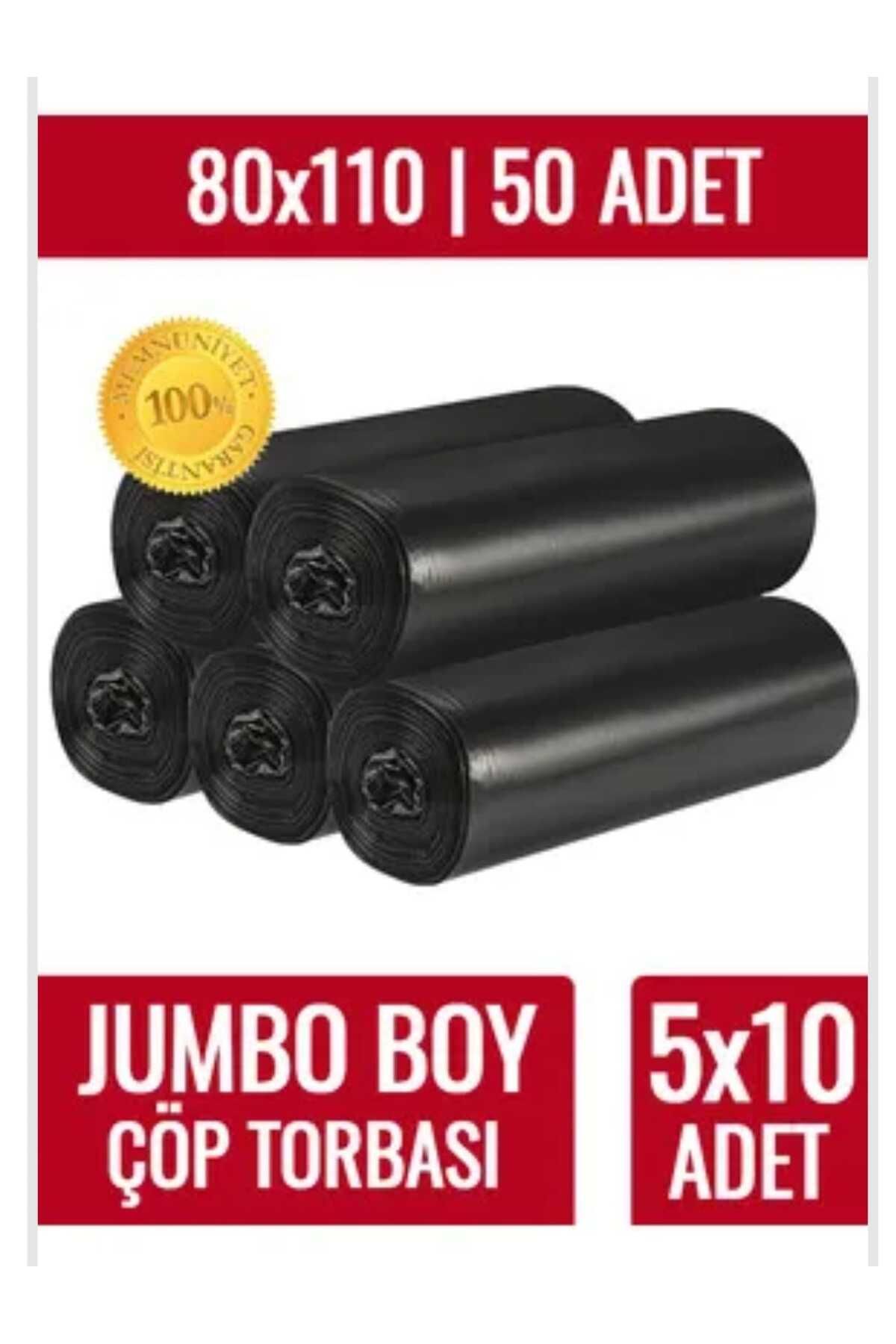 ÇİLEKHOMEAVM Çöp Torbası Jumbo Boy 10’lu 5 Rulo 300 gr Ultra Kalın 80x110 Çöp Taşıma Taşınma Nakliye Poşeti