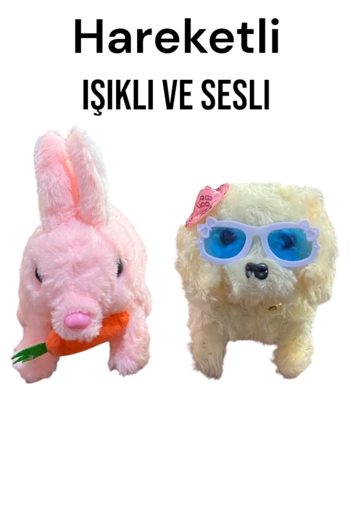 Prestij Oyuncak Sesli Zıplayan Hareketli Tavşan Ve Köpek Pilli Peluş Oyuncak 17Cm