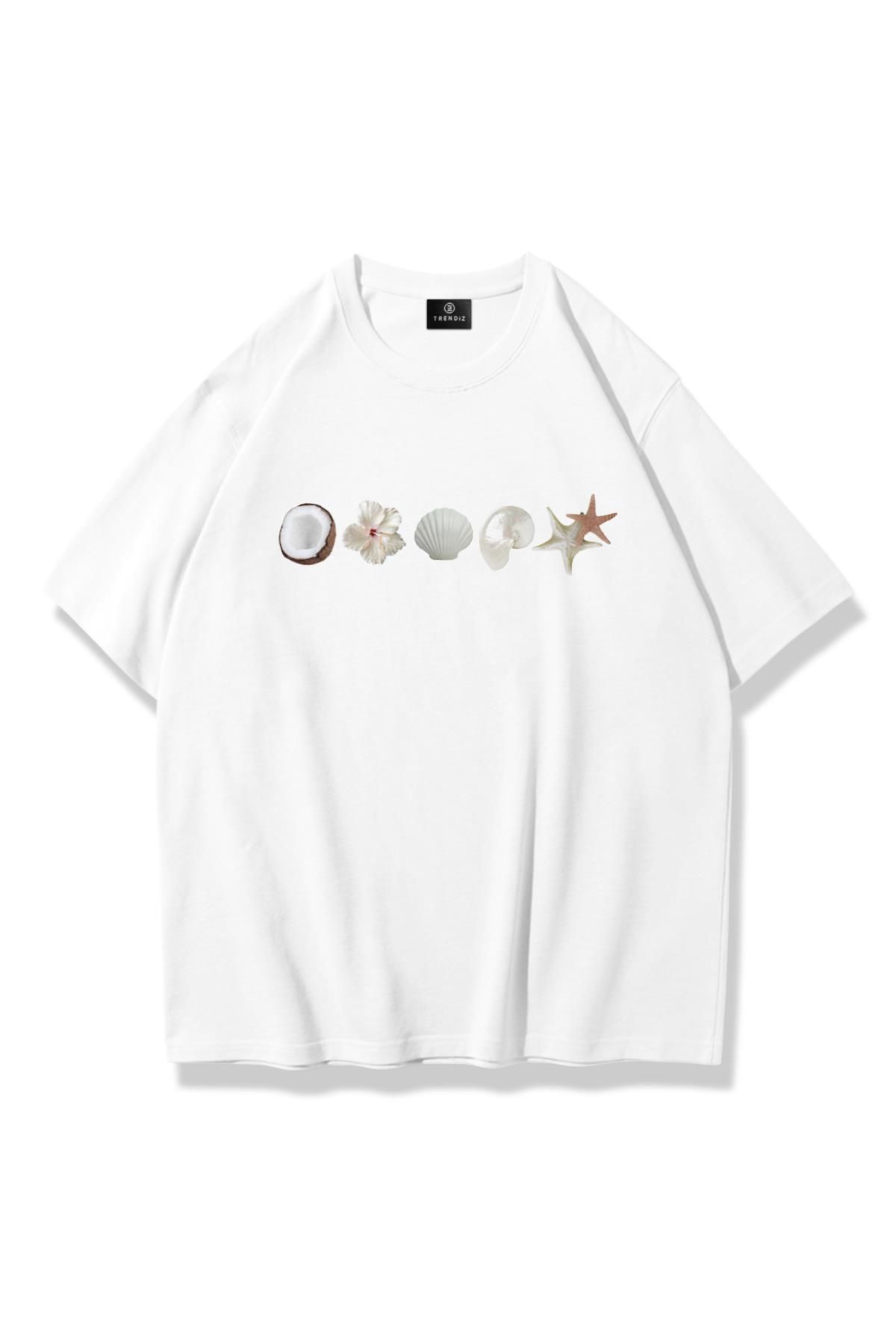 Trendiz Kadın Sea Shells Tshirt Beyaz