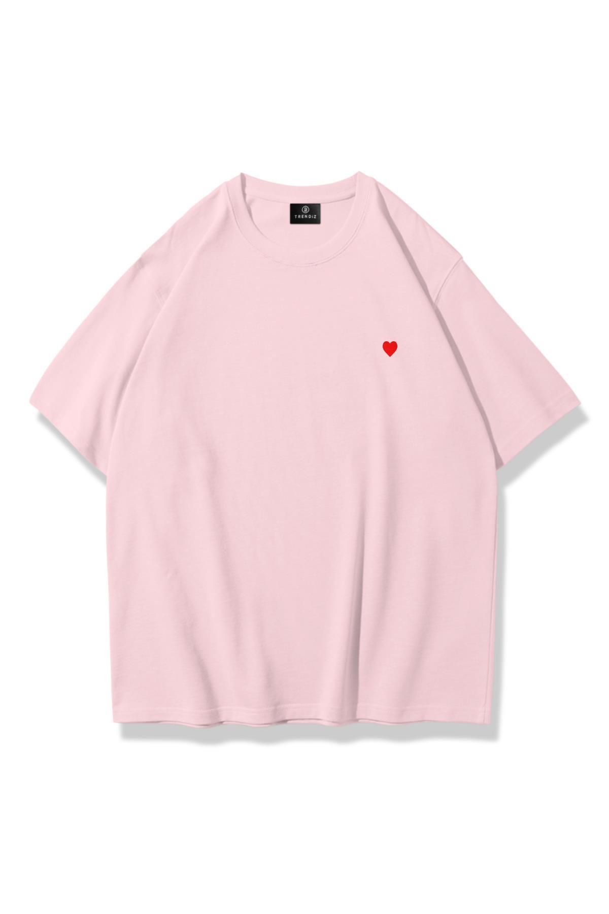 Trendiz Kadın Minik Kalp Tshirt Pembe