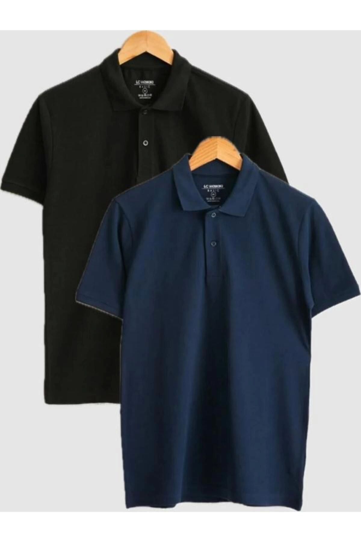 Store 2'li Avantajlı Your Fashion Style'dan Erkek Lacivert Tişört Polo Yaka Kısa Kollu Basic Pike