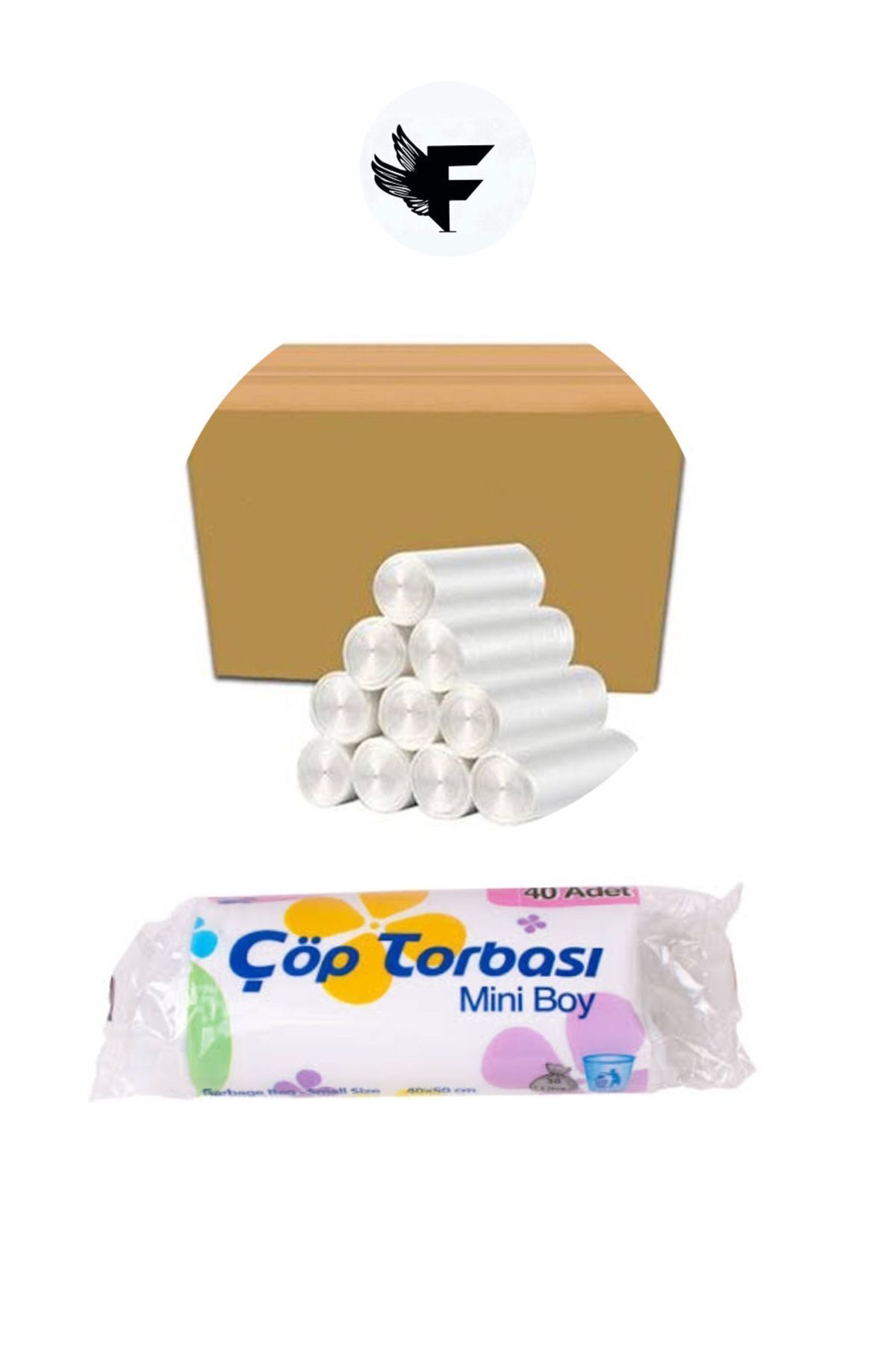 Elioure 5 Rulo mutfak banyo wc Çöp Torbası Mini Boy Küçük 40'lı 40x50 Çöp Poşeti