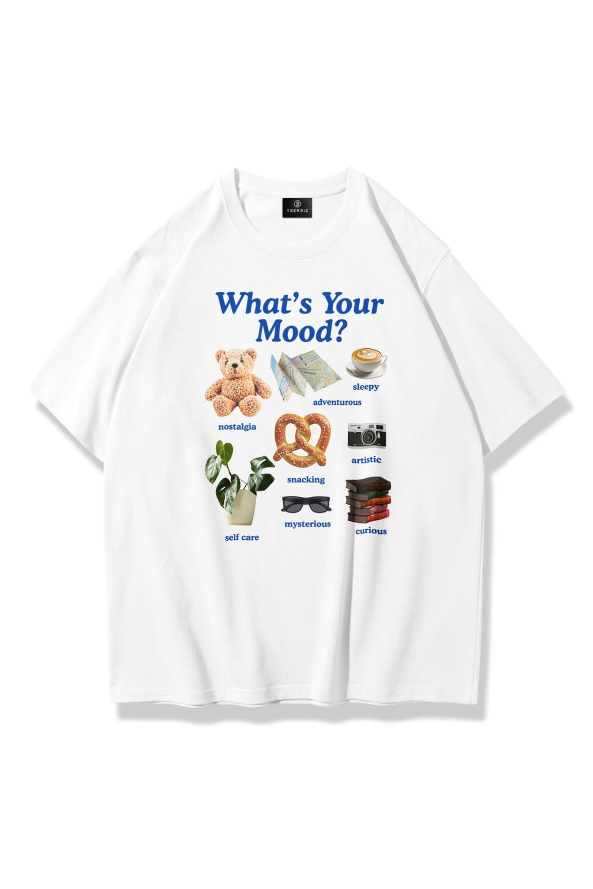 Trendiz Kadın Whats Your Mood Tshirt Beyaz