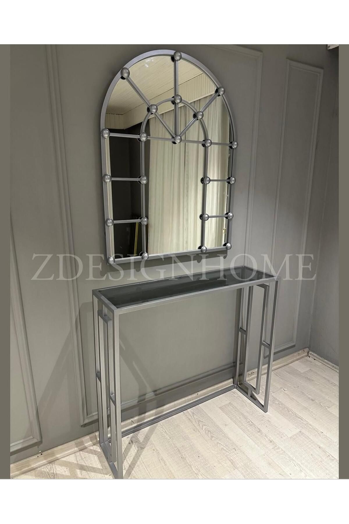 zdesignhome 80X100 Cm Ayna , 90X30X100 Cm Dresuar Takım Gümüş