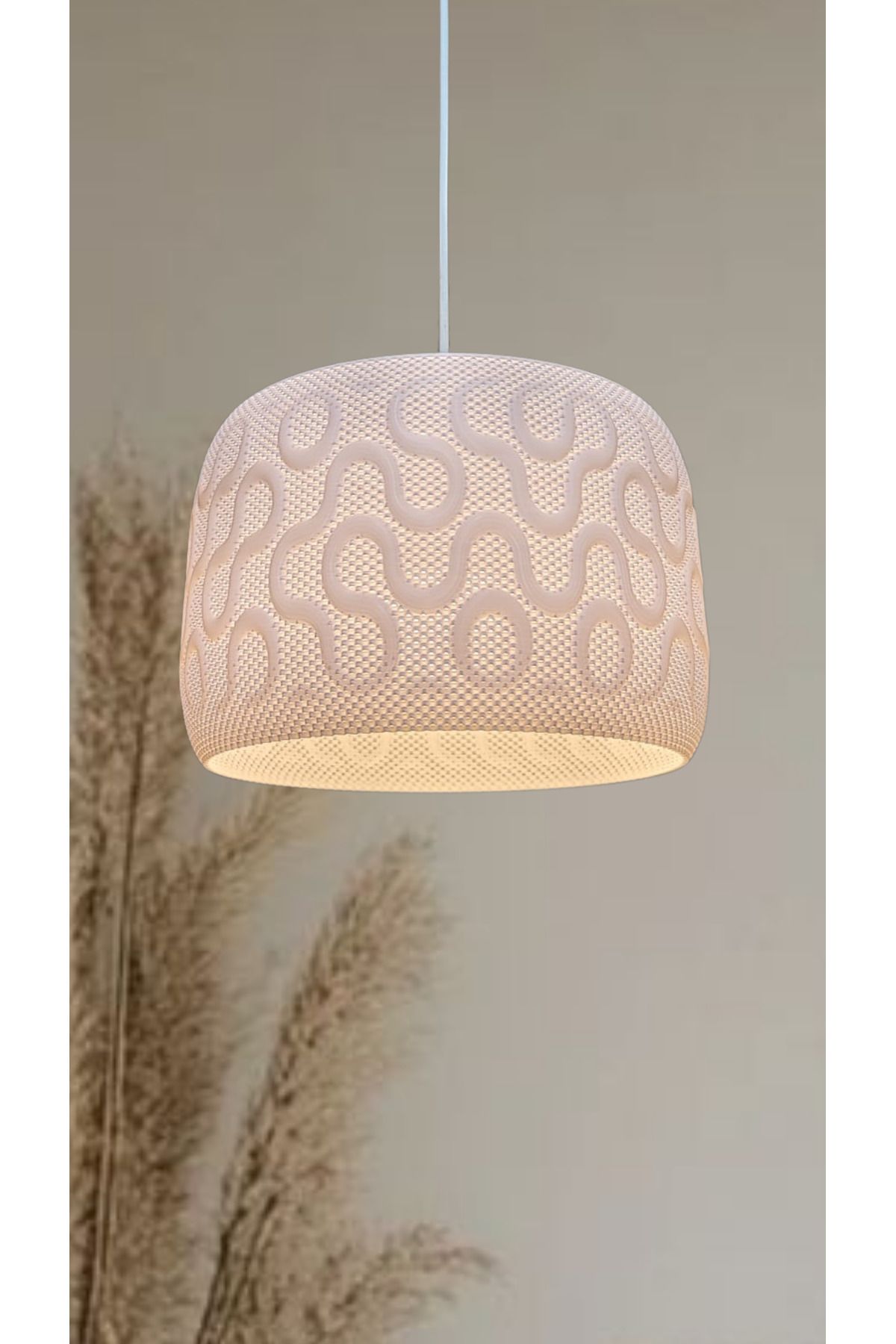 decory Snaky Mesh Dokulu Modern Avize, Pinterest Tarzı Özel Tasarım Tekli Sarkıt Avize (Bioplastik) E27