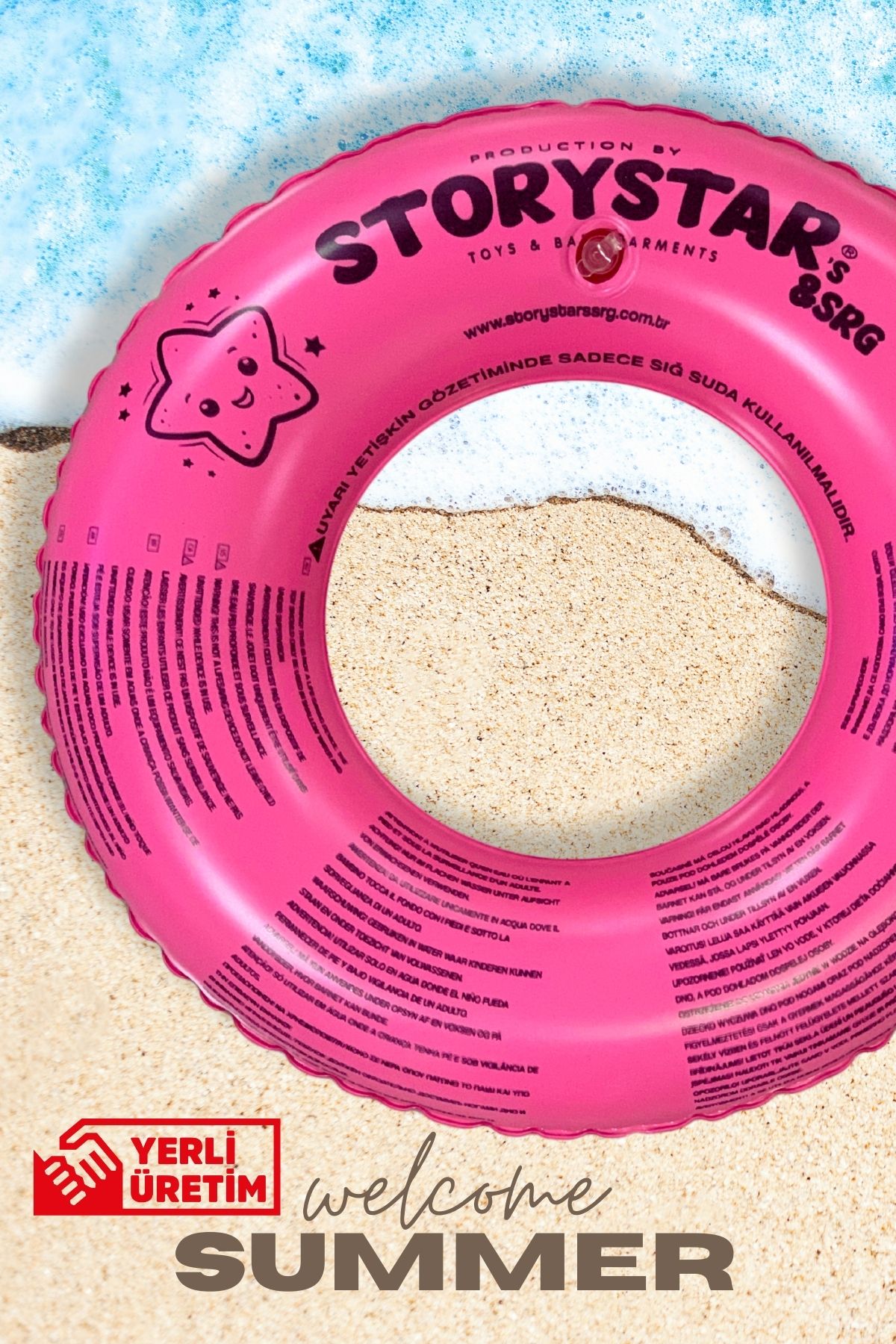 AboutThePerfect Renkli Çocuk Deniz Simidi, 51 cm, Pembe, Kız ve Erkekler İçin, Eğlenceli Havuz Simidi