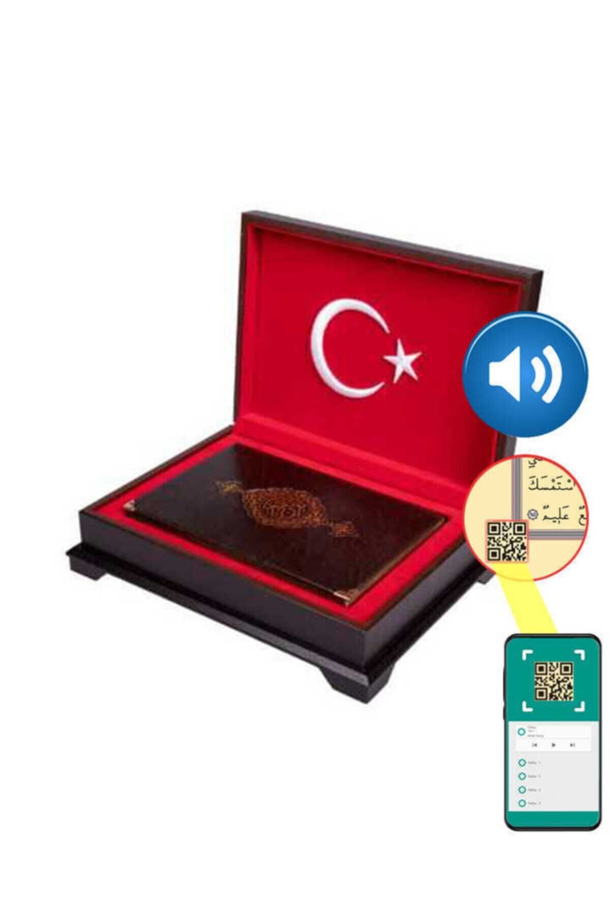 Yiğittech Isme Özel Ay Yıldız Ahşap Kutulu Kur'an-ı Kerim Orta Boy