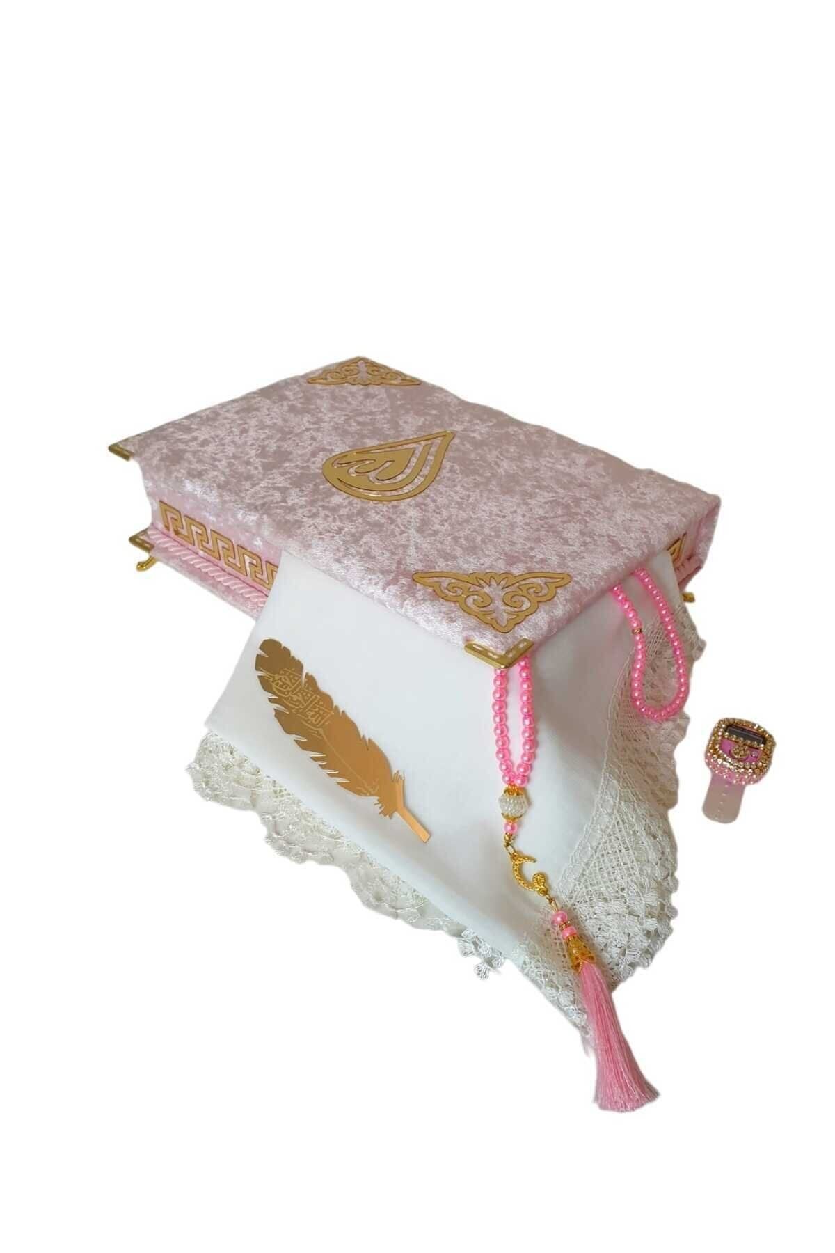 YİGİTECH KİŞİYE ÖZEL REŞAL AYAKLI KUTULU ORTA BOY KUR'AN-I KERİM ( Pudra Pembe)