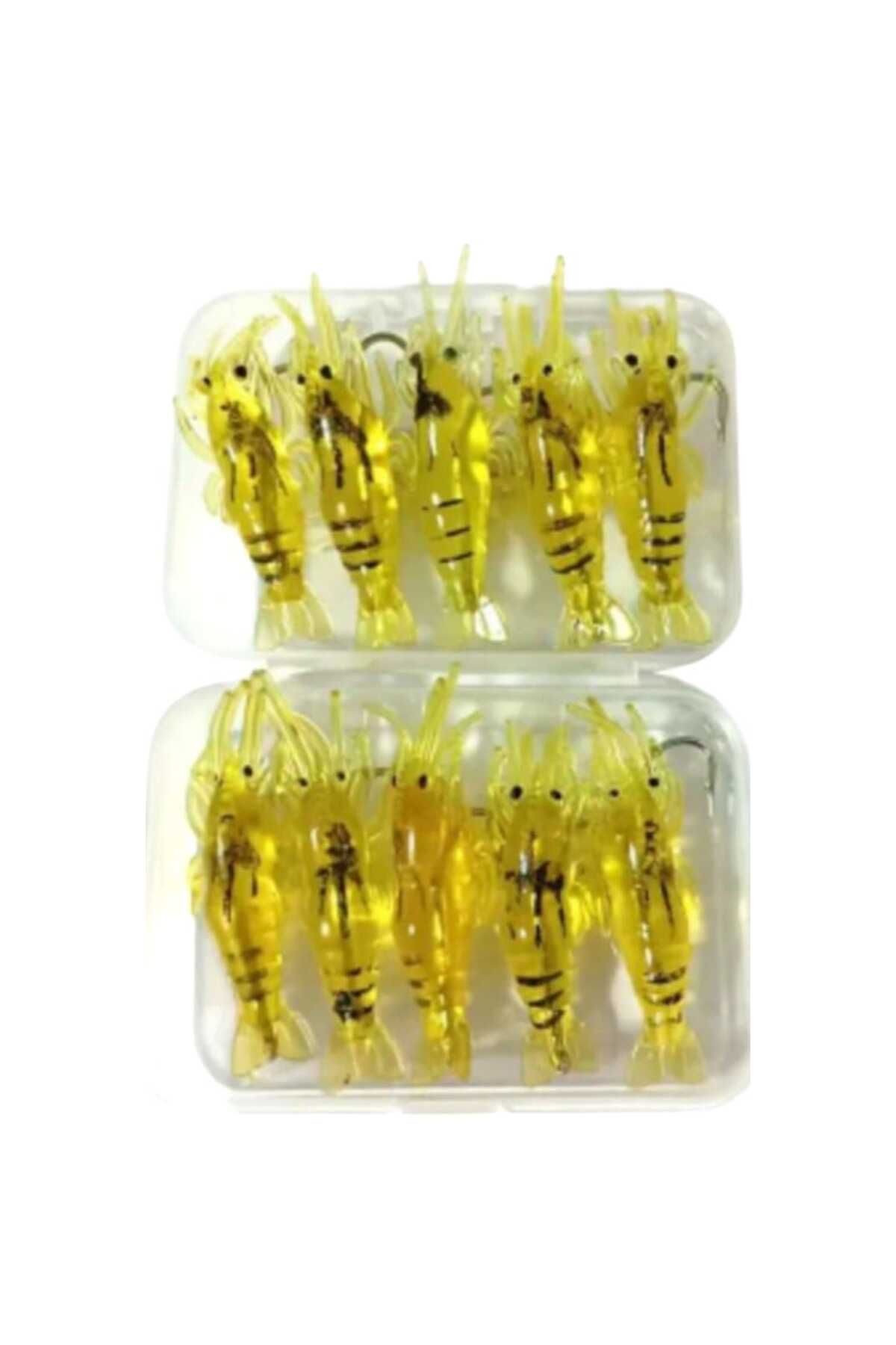 hobidaşım 10'lu Gerçekçi Karides Yapay Yem | 4 cm - 1.3 gr | Silikon Olta Yemi | Balık Avı Malzemesi