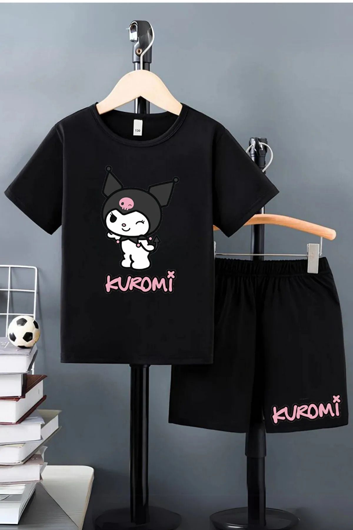 Zohar Moda Kuromi Baskılı Alt Üst T-Shirt Şort Takım(Bir beden büyük almanızı tavsiye ederiz)