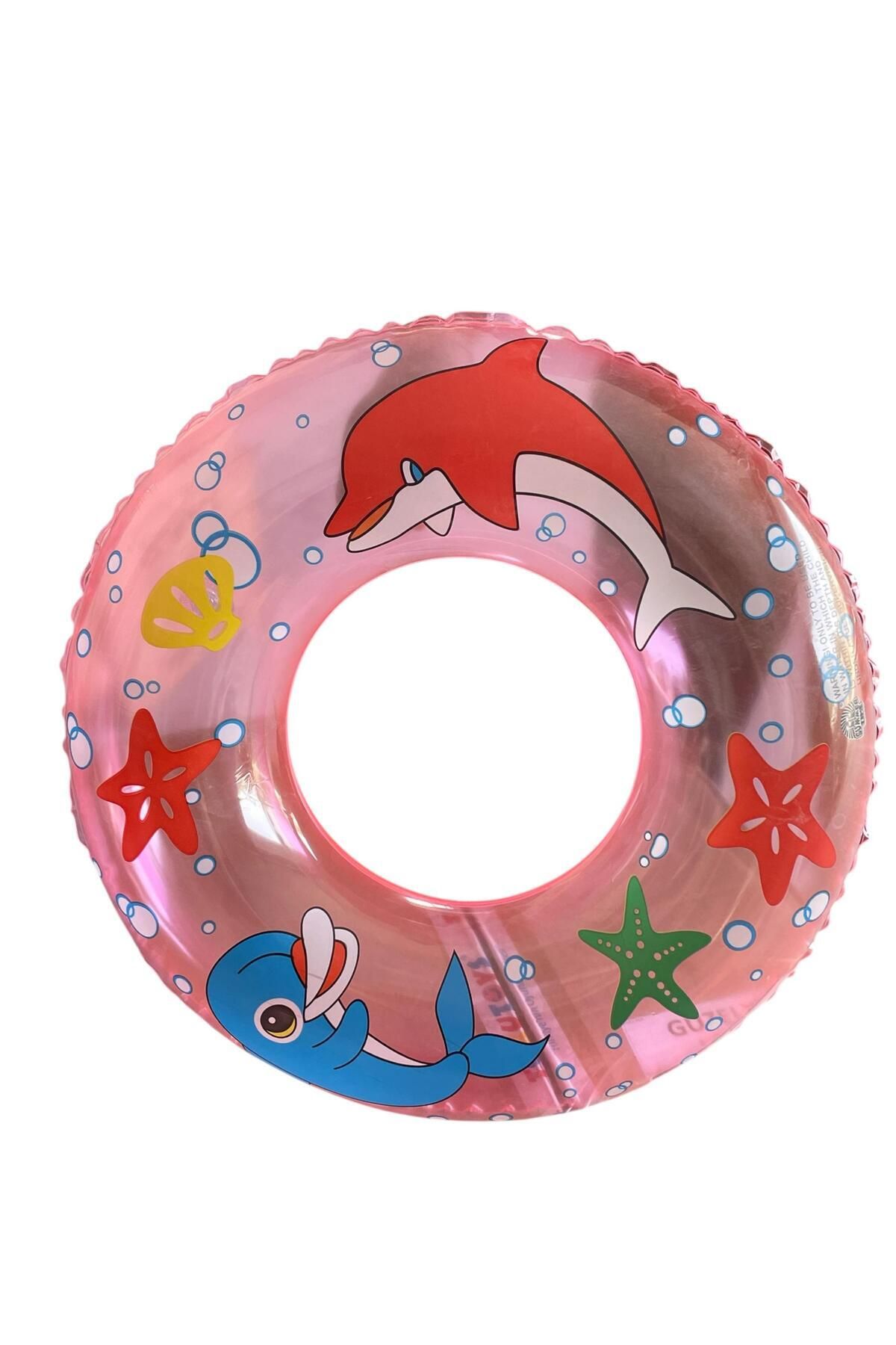 AboutThePerfect Kırmızı Desenli 60cm Şişme Yüzme Simidi, Deniz ve Havuz İçin Güvenli Keyifli Kullanım