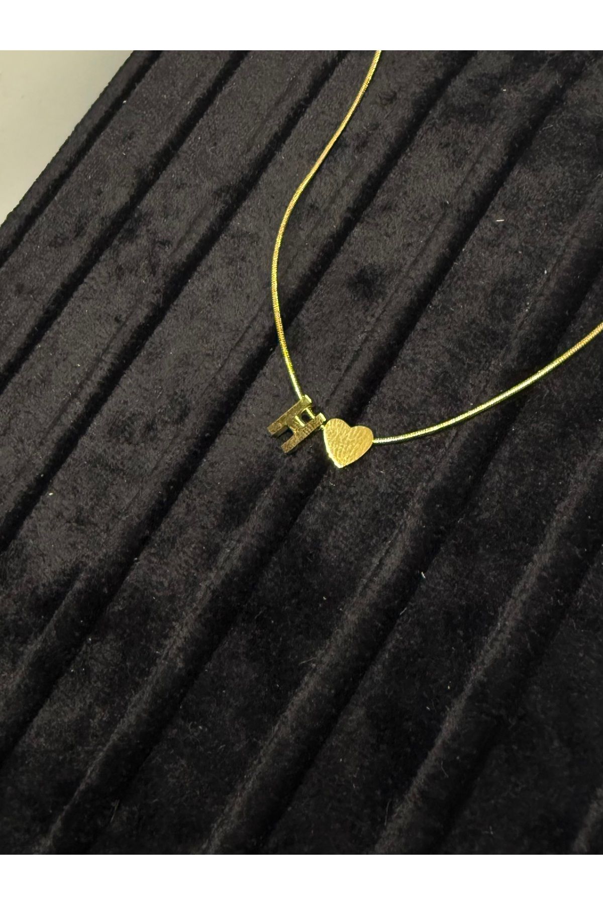 Gulsah's Store Çelik gold minimal kalpli harfli kolye