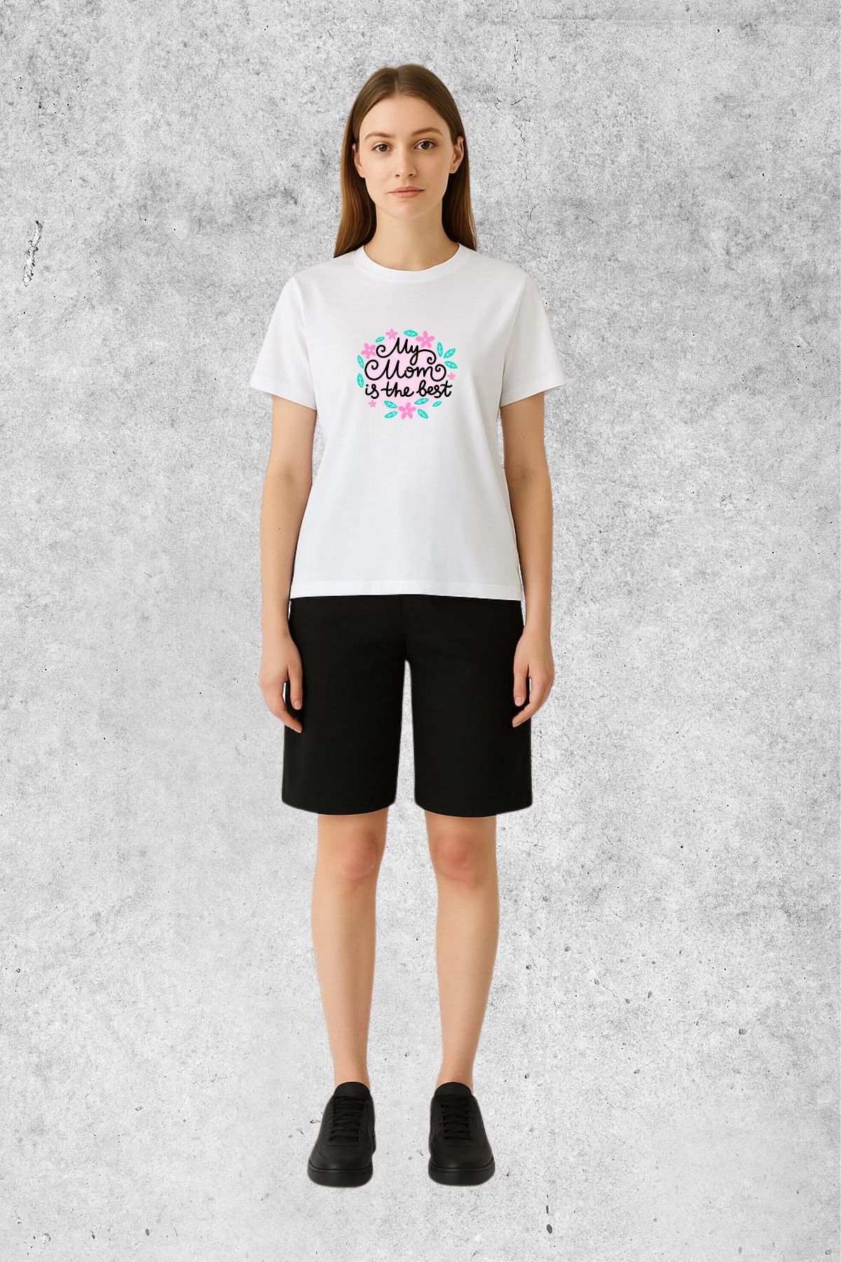 MOLICO BASİC unisex sıfır yaka kısa kollu MY MOM BASKILI TSHİRT