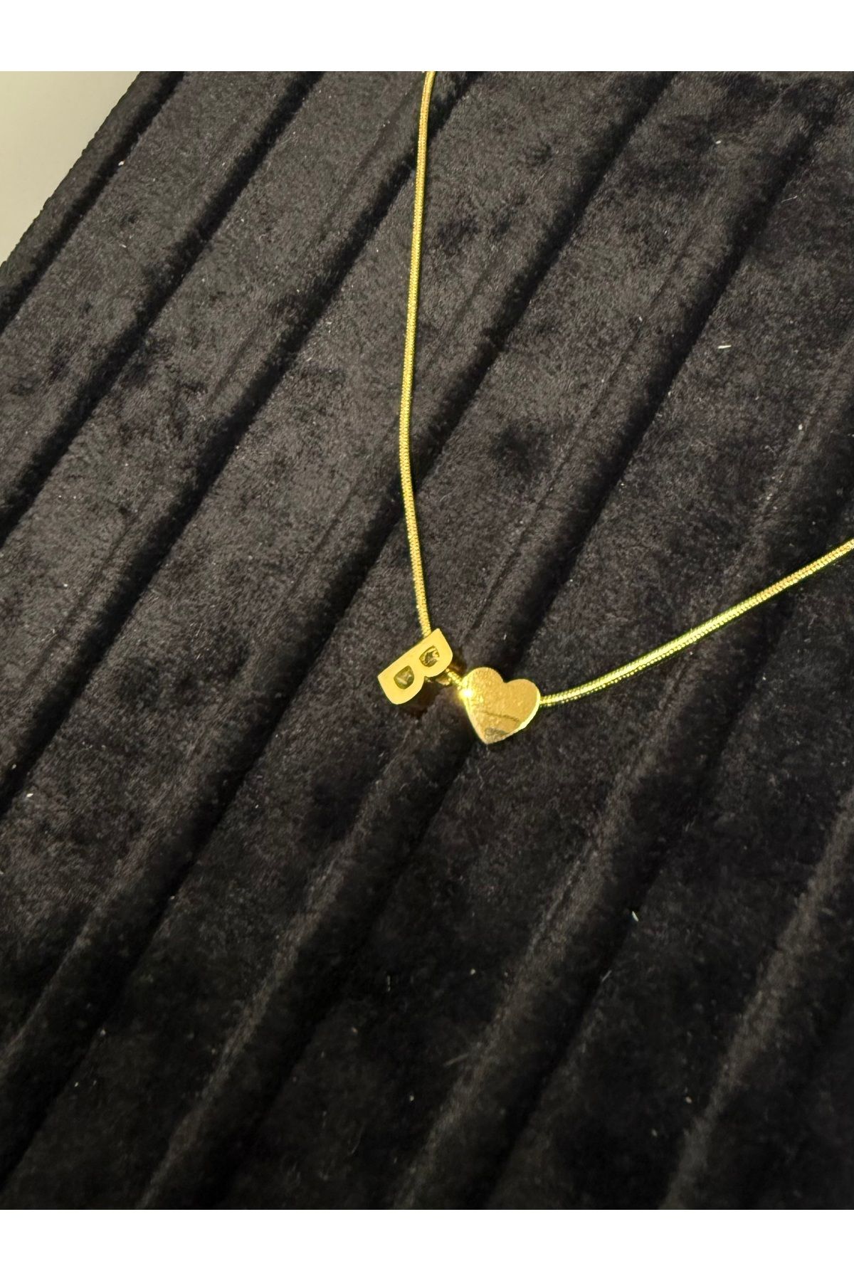 Gulsah's Store Çelik gold minimal kalpli harfli kolye