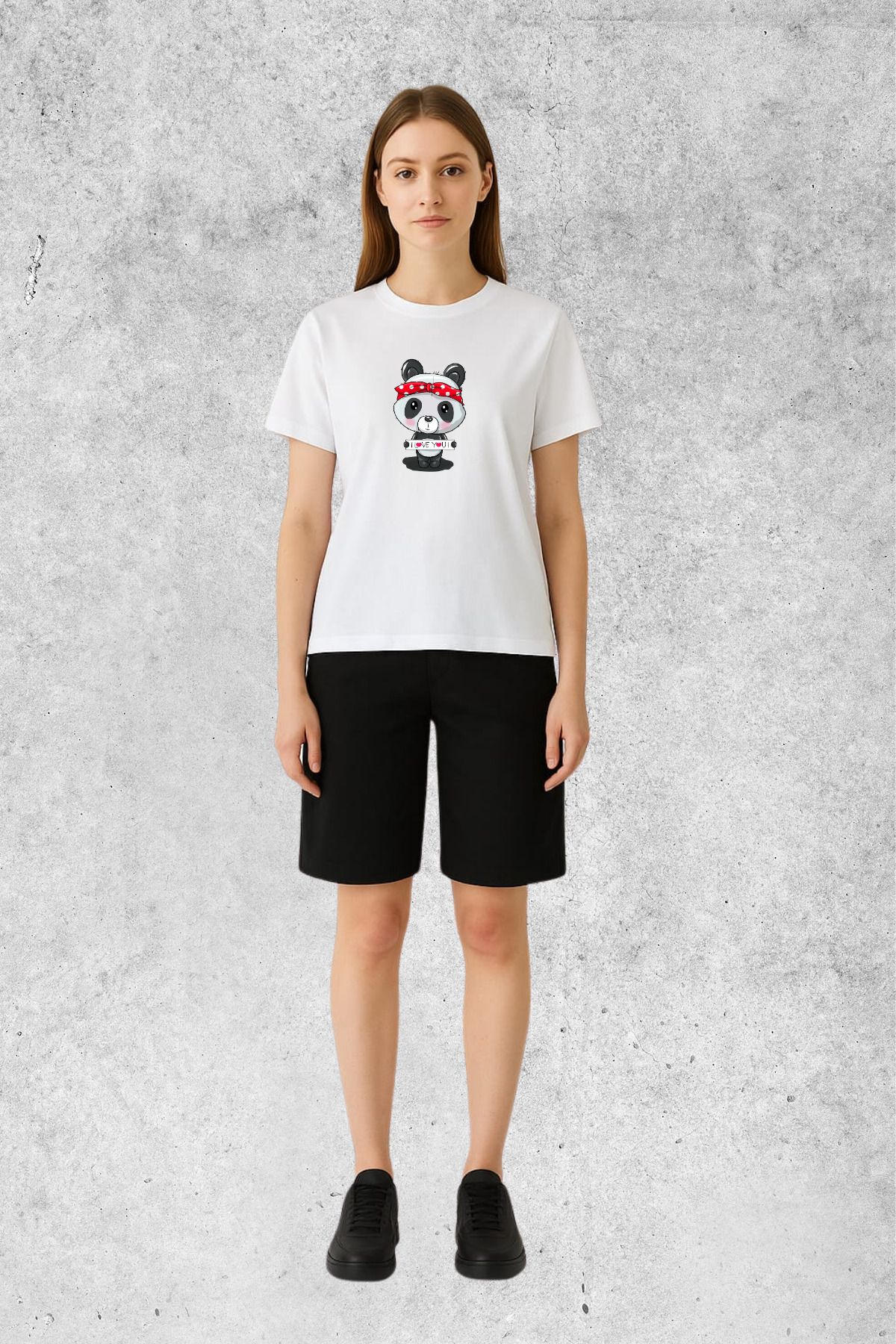 MOLICO BASİC unisex sıfır yaka kısa kollu PANDA BASKILI TSHİRT
