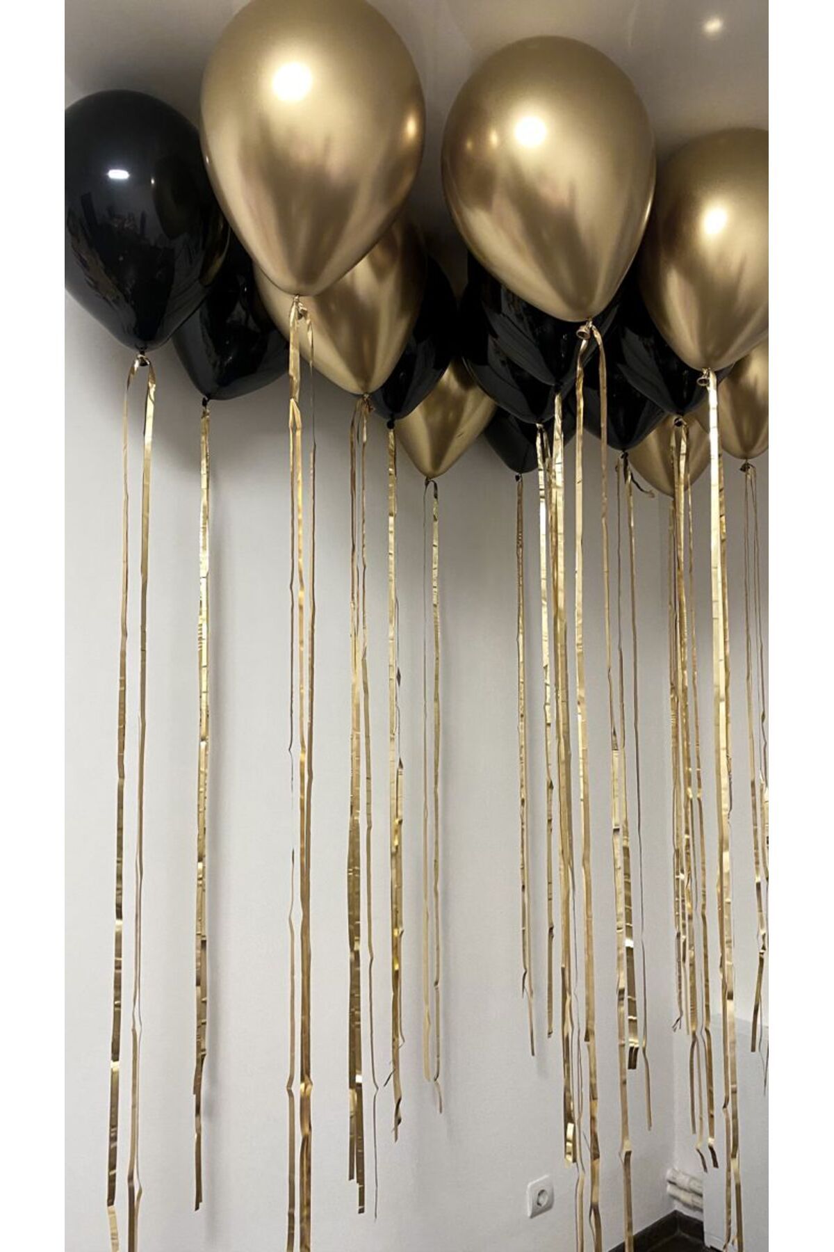 PartyPoo 5 Krom Gold + 5 Siyah Balon Seti – Bride to Be Şık Parti ve Doğum Günü Dekorasyonu
