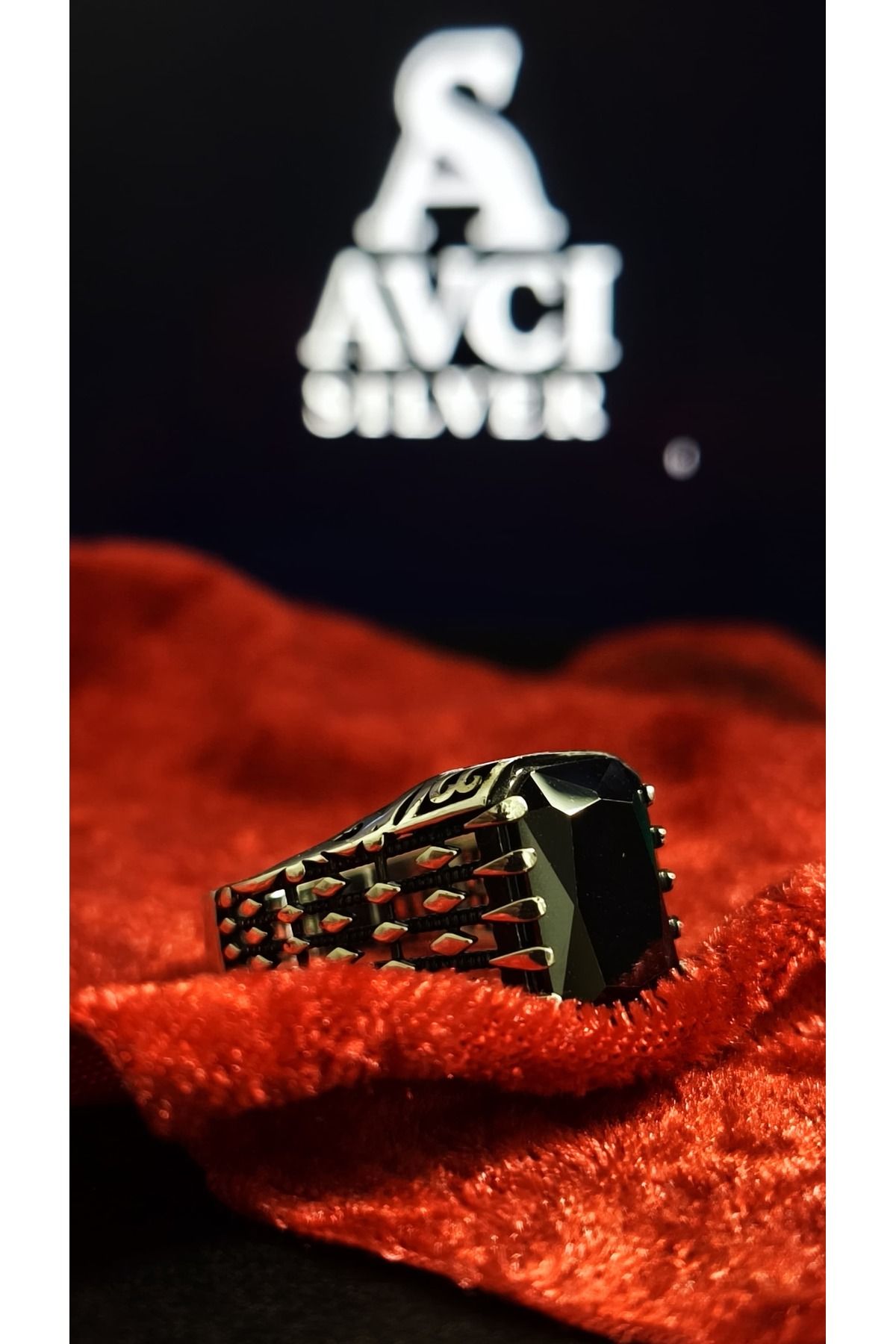 Avcı Silver 925 Ayar Akik Taşlı Erkek Gümüş Yüzük