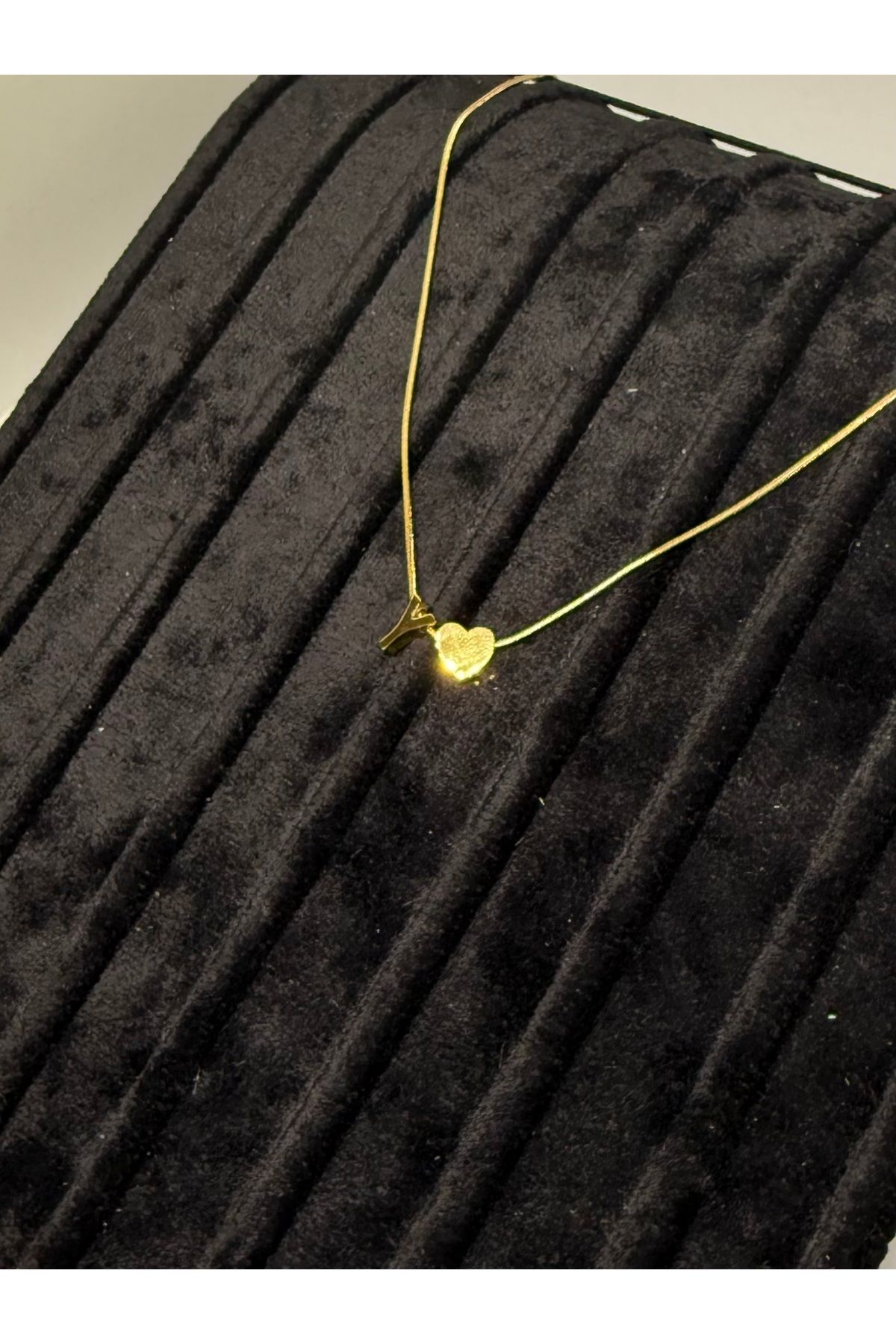 Gulsah's Store Çelik gold minimal kalpli harfli kolye