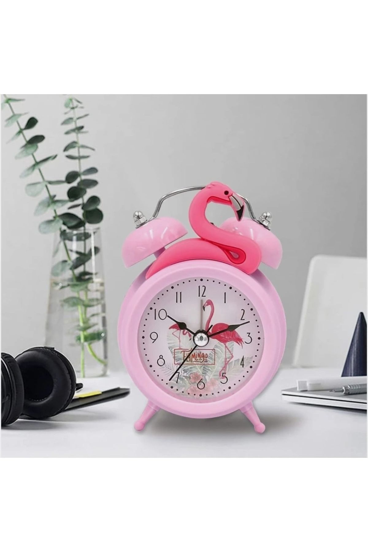 Wolawood Flamingo Dekoratif Masa Saati Şık Renkli Modern Masaüstü Çalar Saat Ev Ofis Çocuk Odası Hediyelik