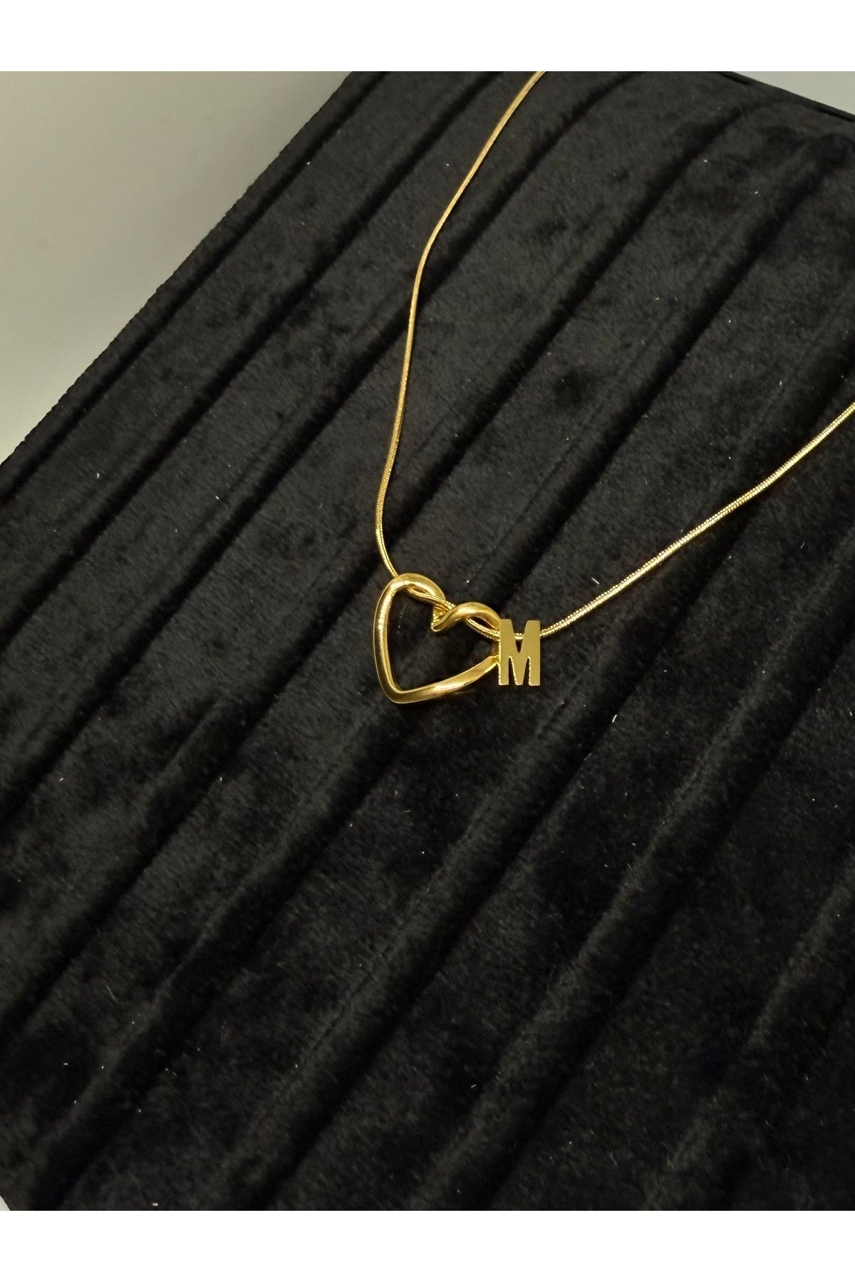Gulsah's Store Çelik gold minimalist kalpli harfli kolye