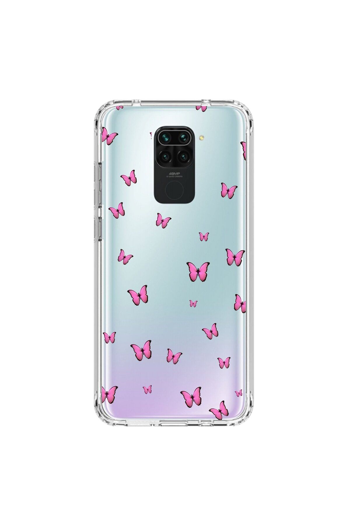 Dali Design Xiaomi Redmi Note 9 Uyumlu Şeffaf Kılıf Kelebek 2 Tasarımlı