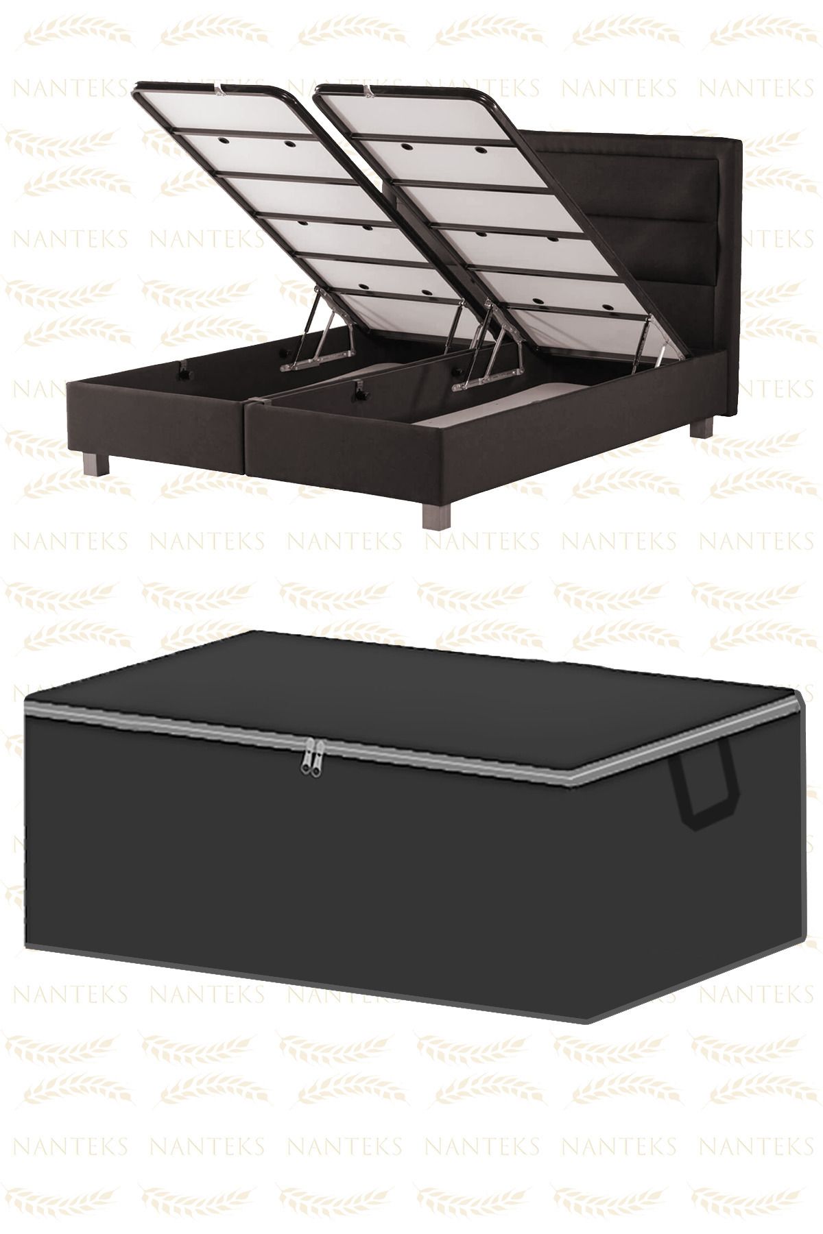 AboutThePerfect Gri Düz Baza Altı Çekyat Tipi Hurç 60x40x22, şık ve kullanışlı depolama çözümü