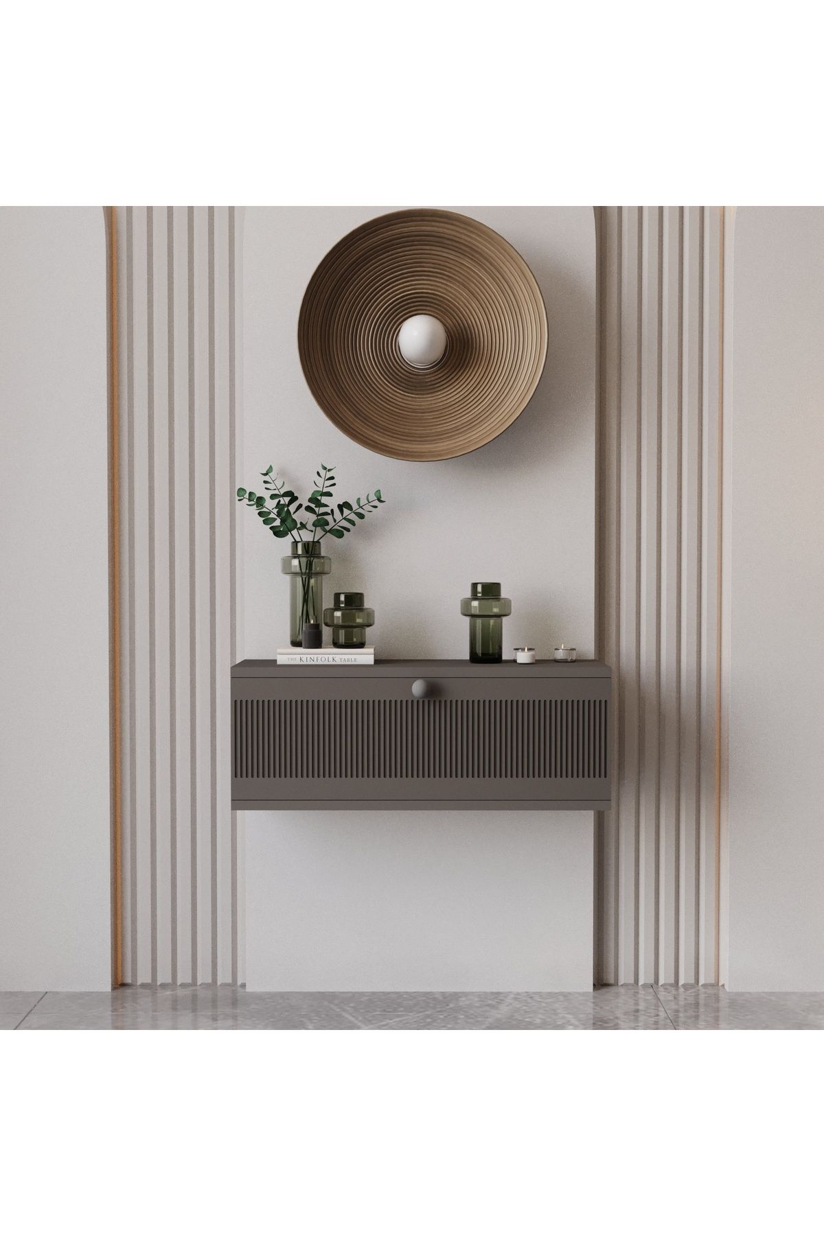 melura home MELURA DRESUAR GRİ %100 MDF KAPAKLI DUVARA MONTE