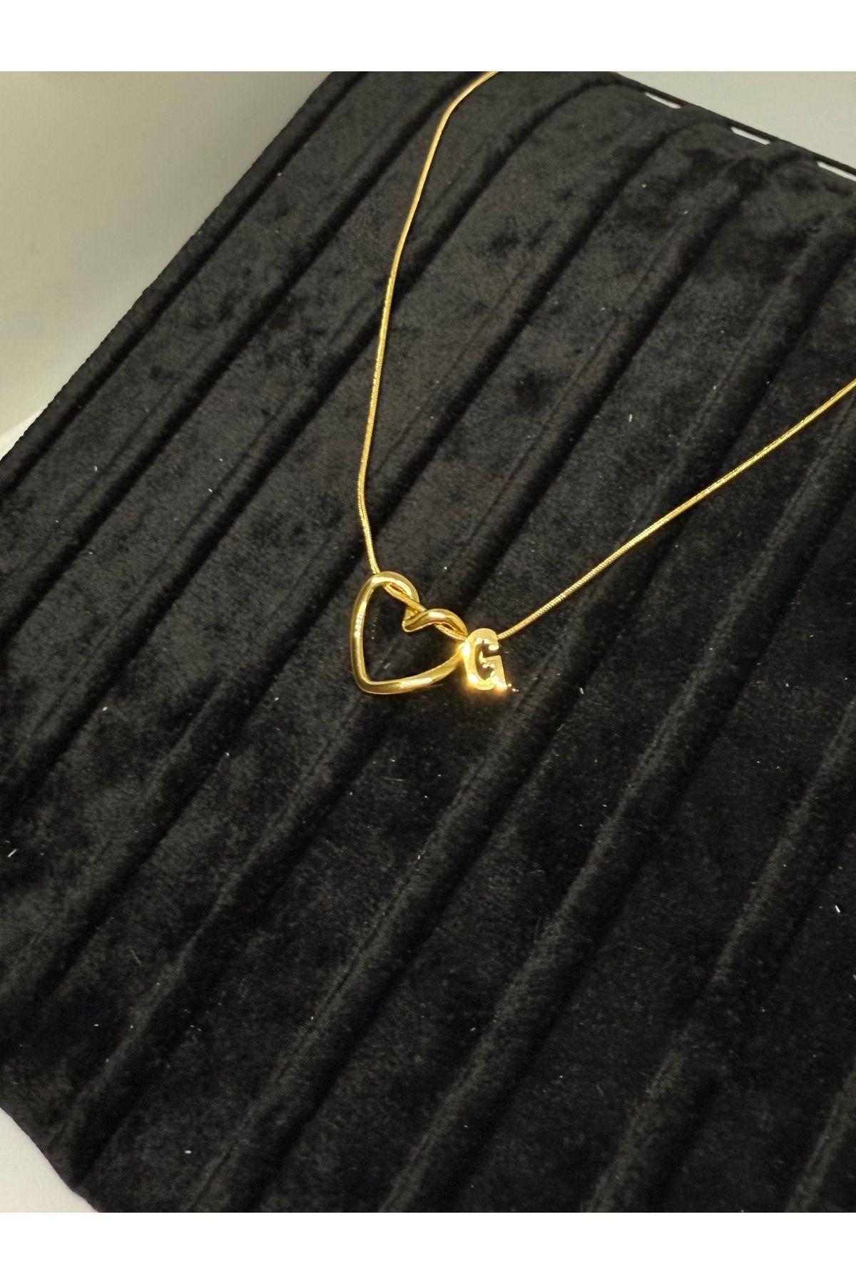 Gulsah's Store Çelik gold minimalist kalpli harfli kolye