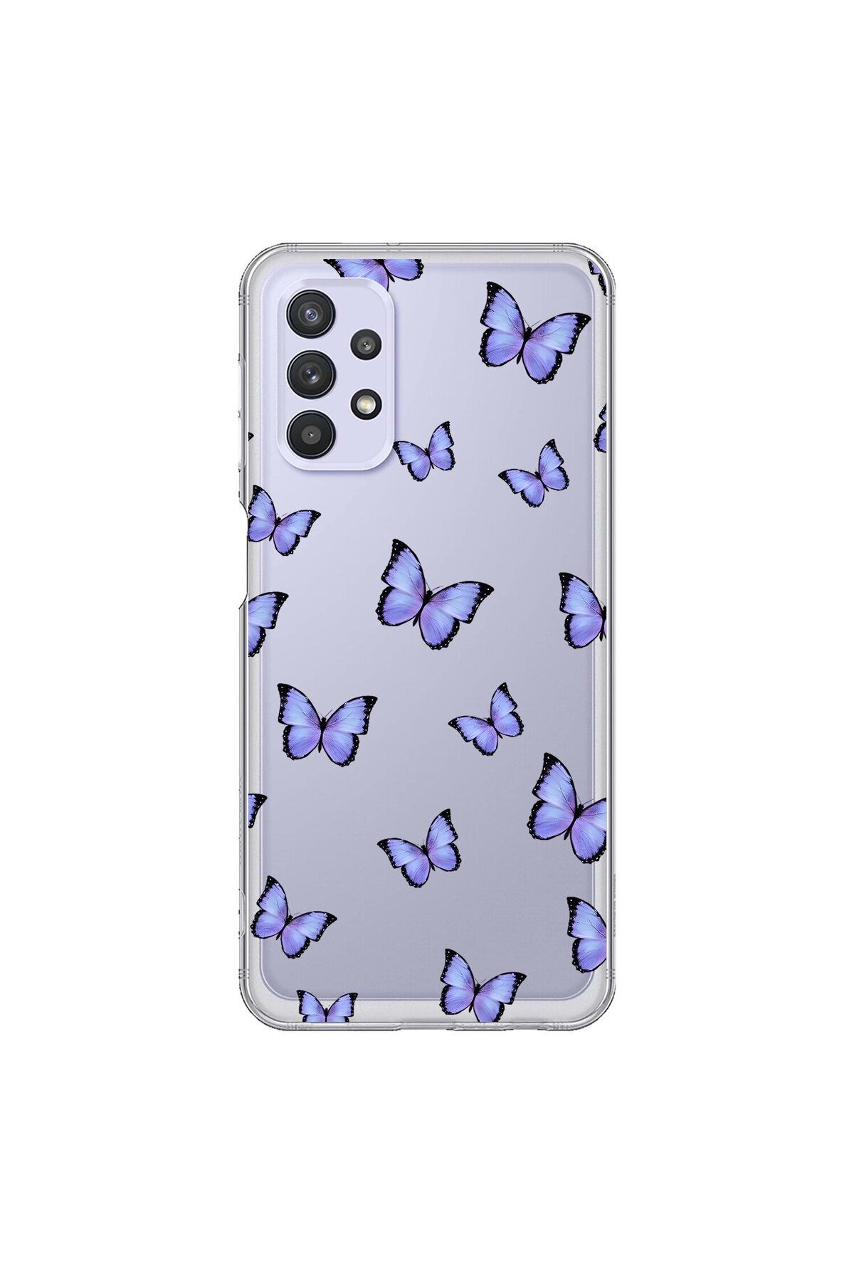 Dali Design Samsung Galaxy A32 Uyumlu Şeffaf Kılıf Kelebek 3 Tasarımlı