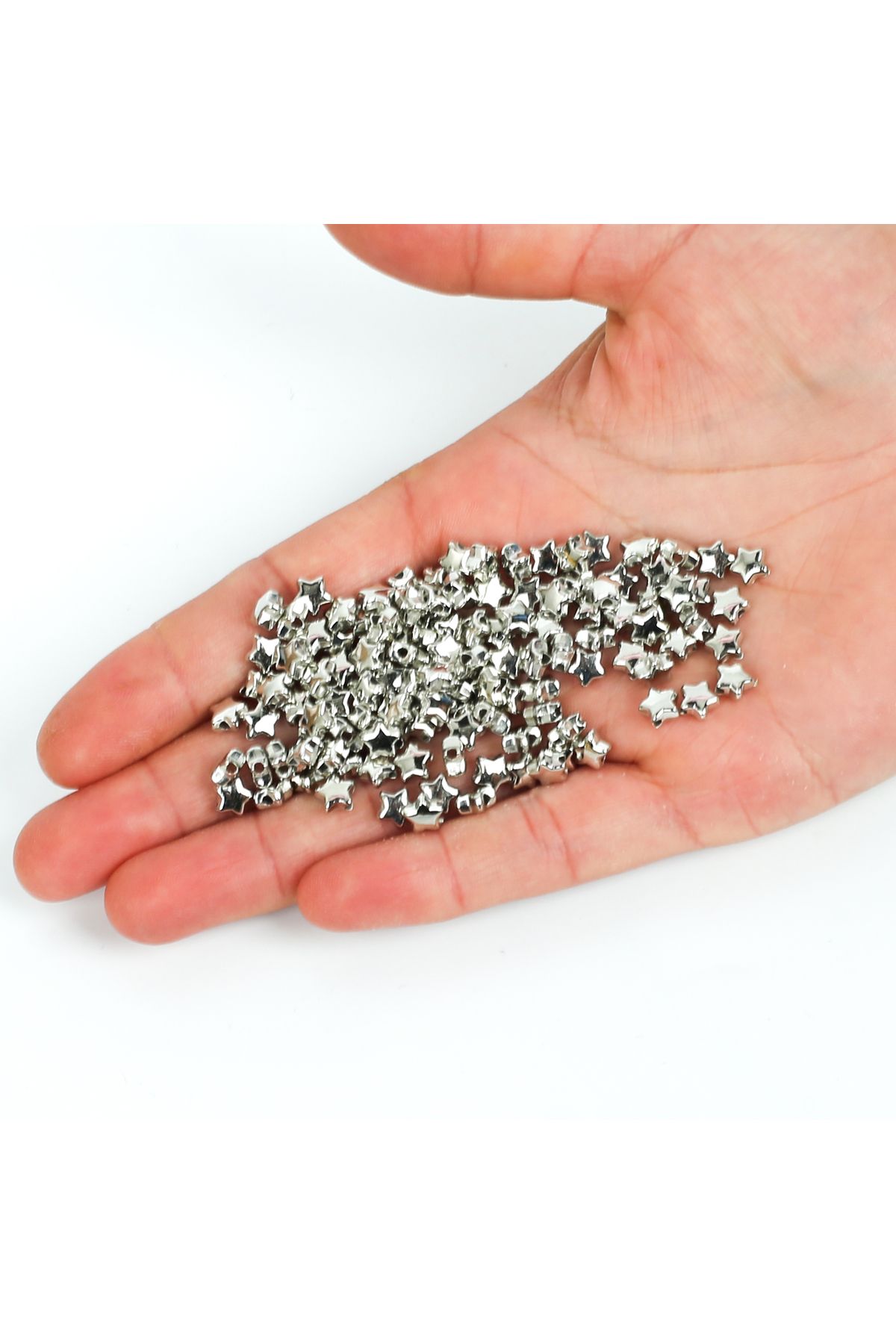 yfhobi 20 gram - 6 mm Nikel Kaplama Yıldız Desen Plastik Boncuk (20 gram - 280-300 Adet Arası)