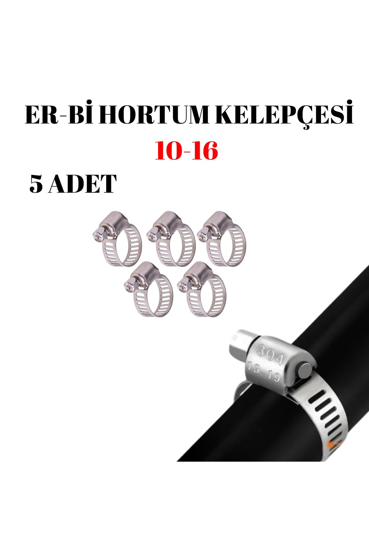 JuneThree A Tipi 10-16 Mm Ayarlı Hortum Kelepçesi 5 Adet