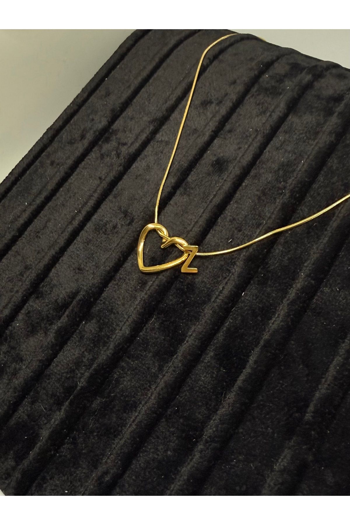 Gulsah's Store Çelik gold minimalist kalpli harfli kolye