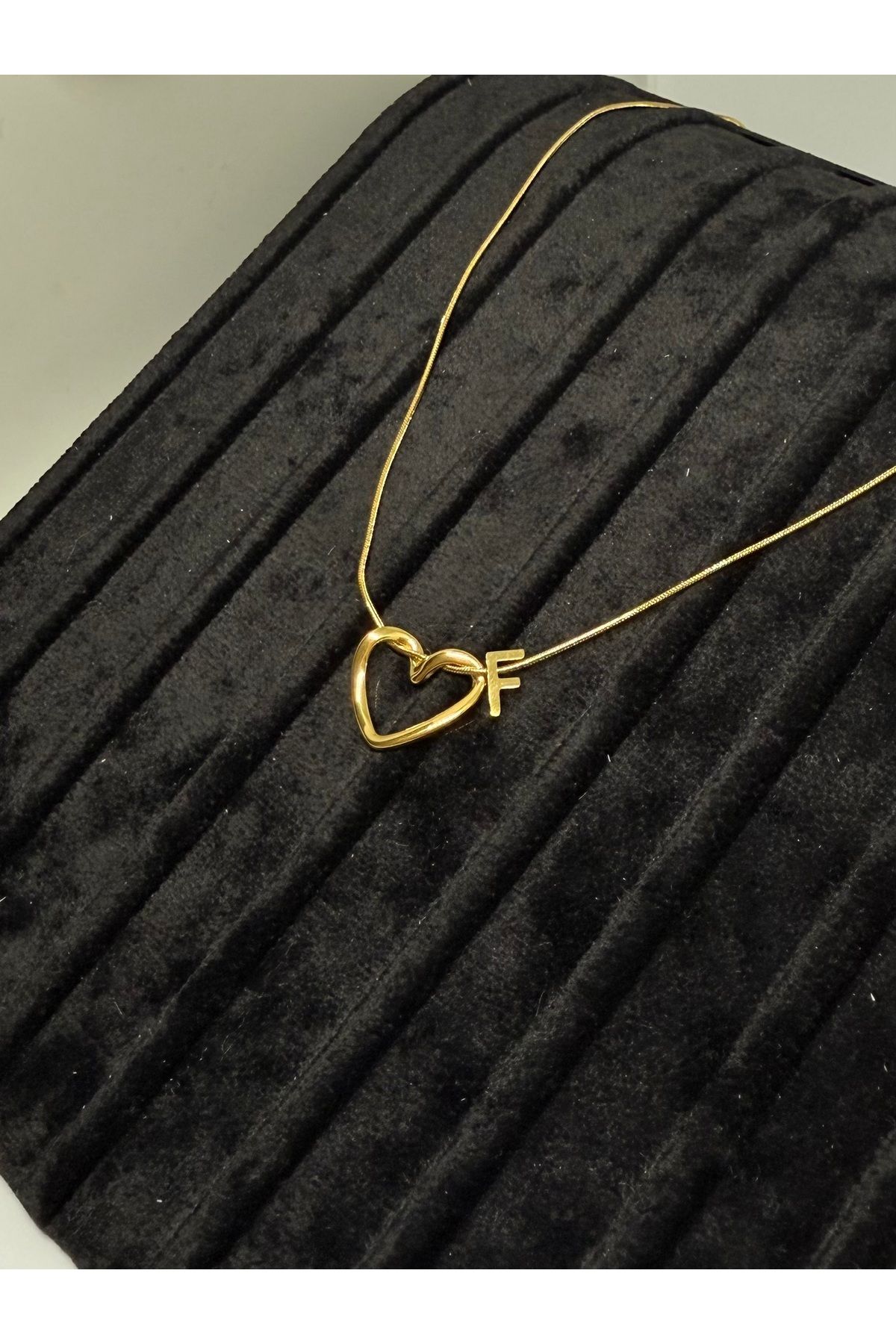 Gulsah's Store Çelik gold minimalist kalpli harfli kolye