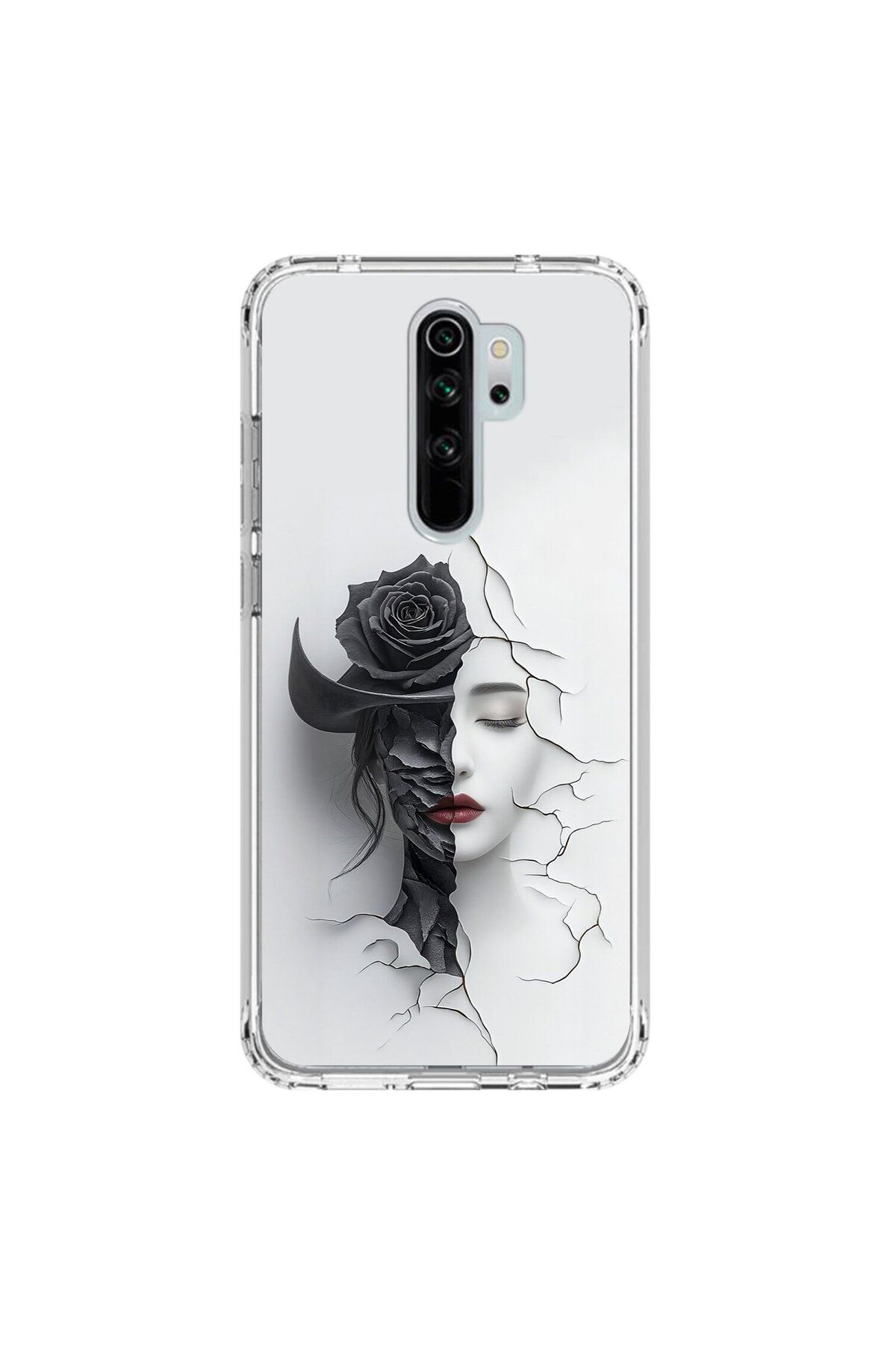 Dali Design Xiaomi Redmi Note 8 Pro Uyumlu Şeffaf Kılıf Estetik Yüz 4 Tasarımlı