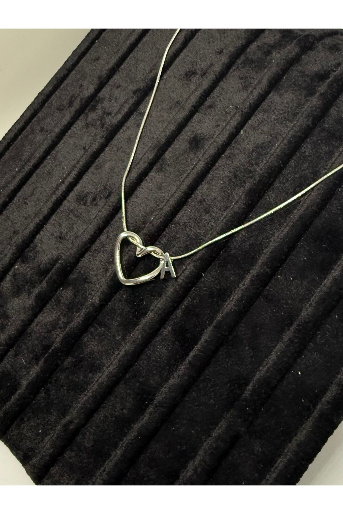 Gulsah's Store Çelik silver minimalist kalpli harfli kolye