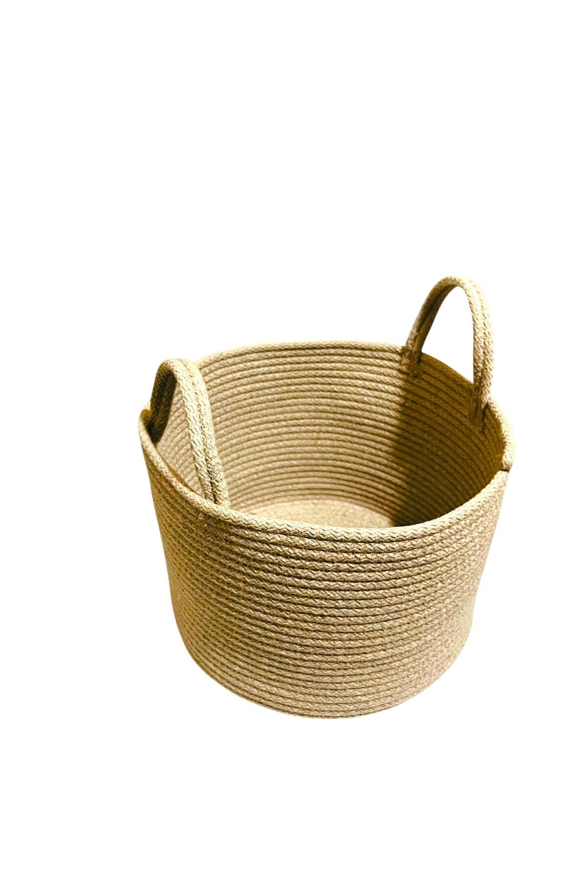 EYLCOTTON Çok Amaçlı Hasır Sepet- Banyo Sepeti- Havlu Sepeti -saksı 30x25 Hasır