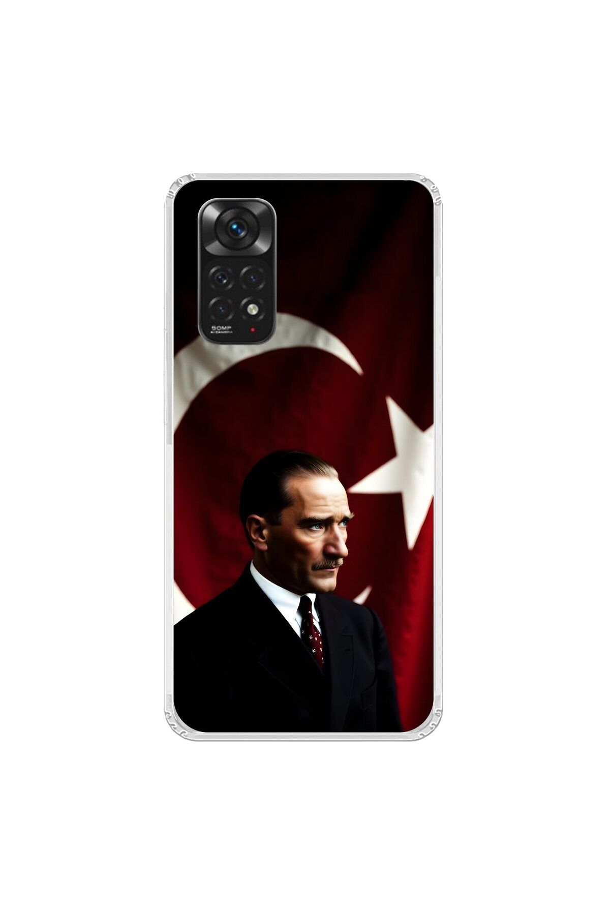 Dali Design Xiaomi Redmi Note 11 Uyumlu Şeffaf Kılıf Atatürk 4 Tasarımlı