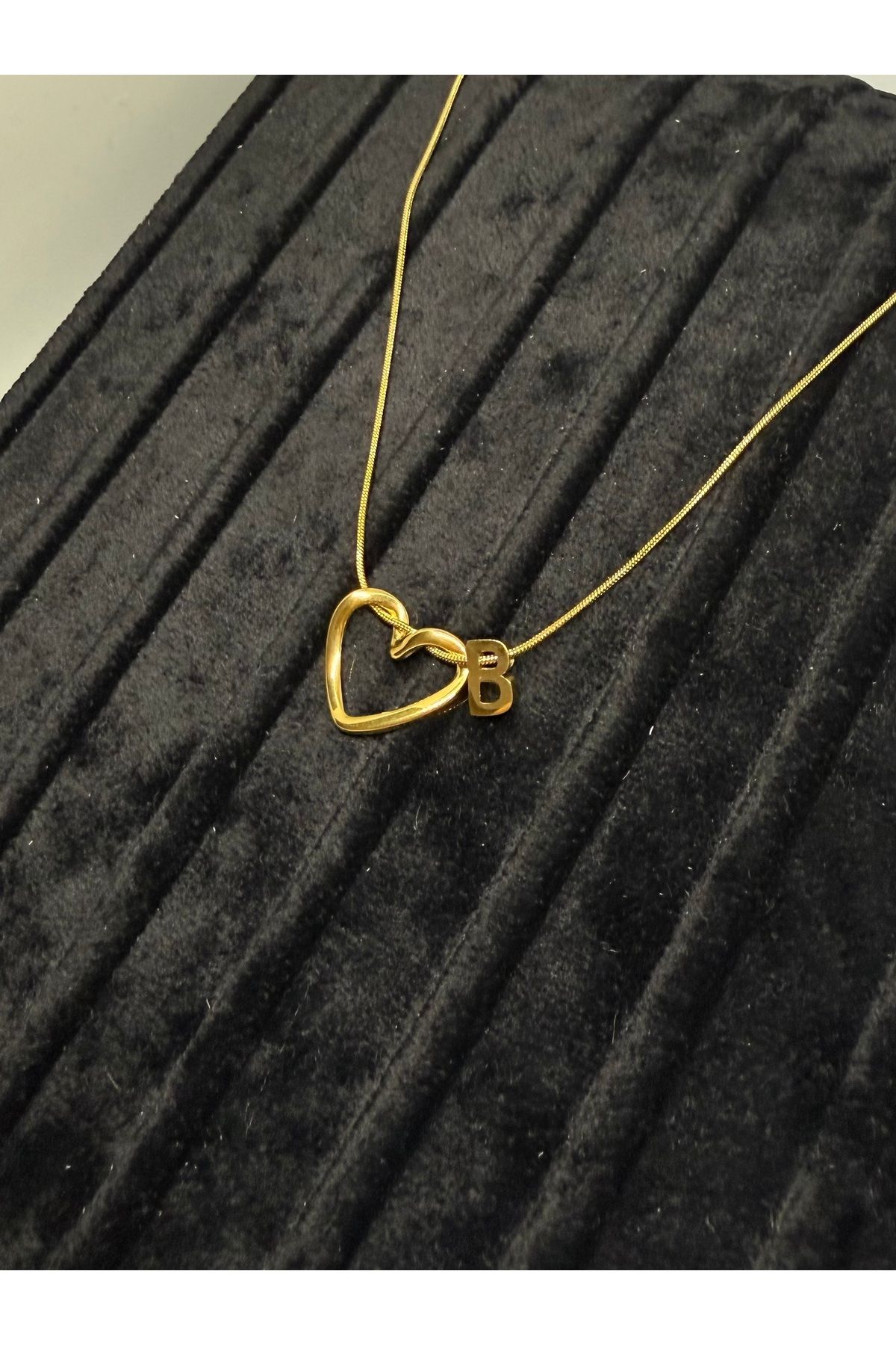 Gulsah's Store Çelik gold minimalist kalpli harfli kolye