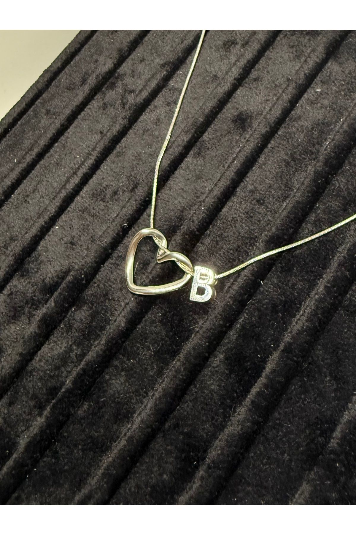 Gulsah's Store Çelik silver minimalist kalpli harfli kolye