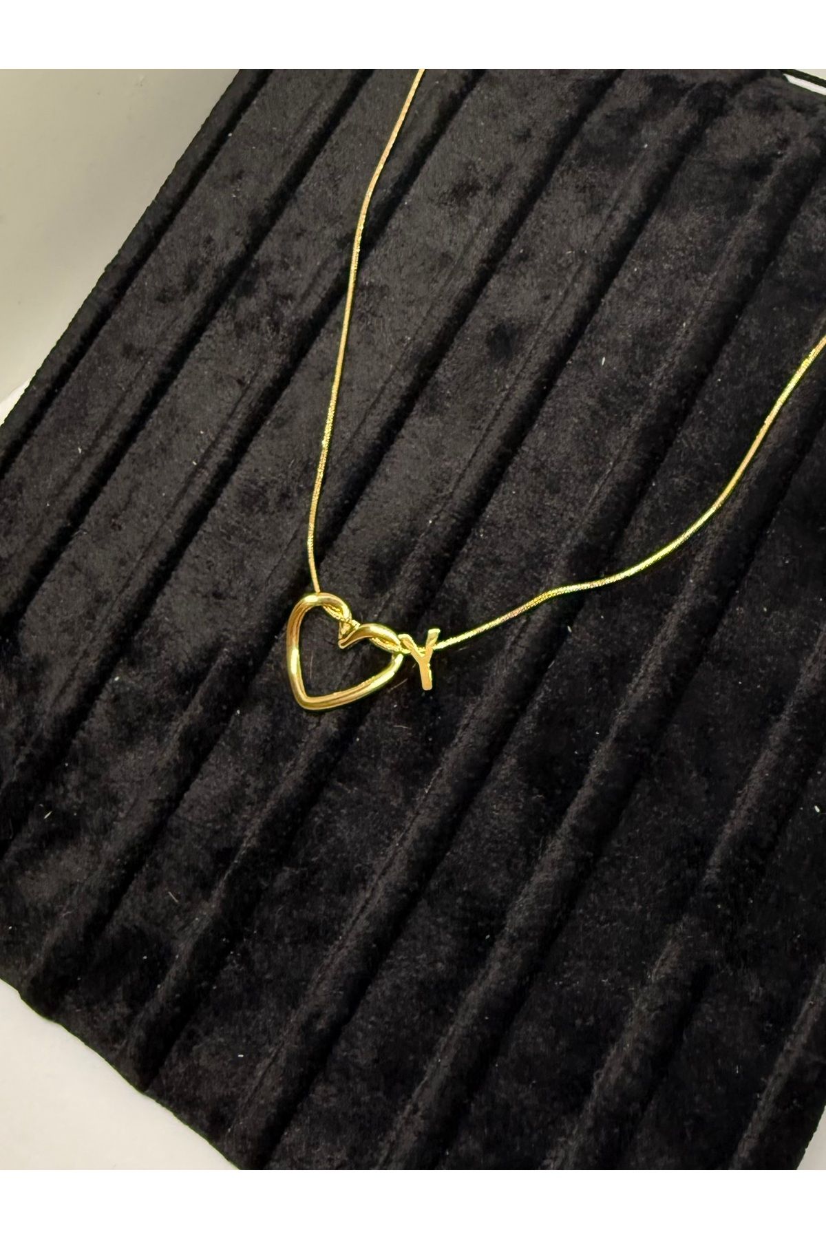 Gulsah's Store Çelik gold minimalist kalpli harfli kolye