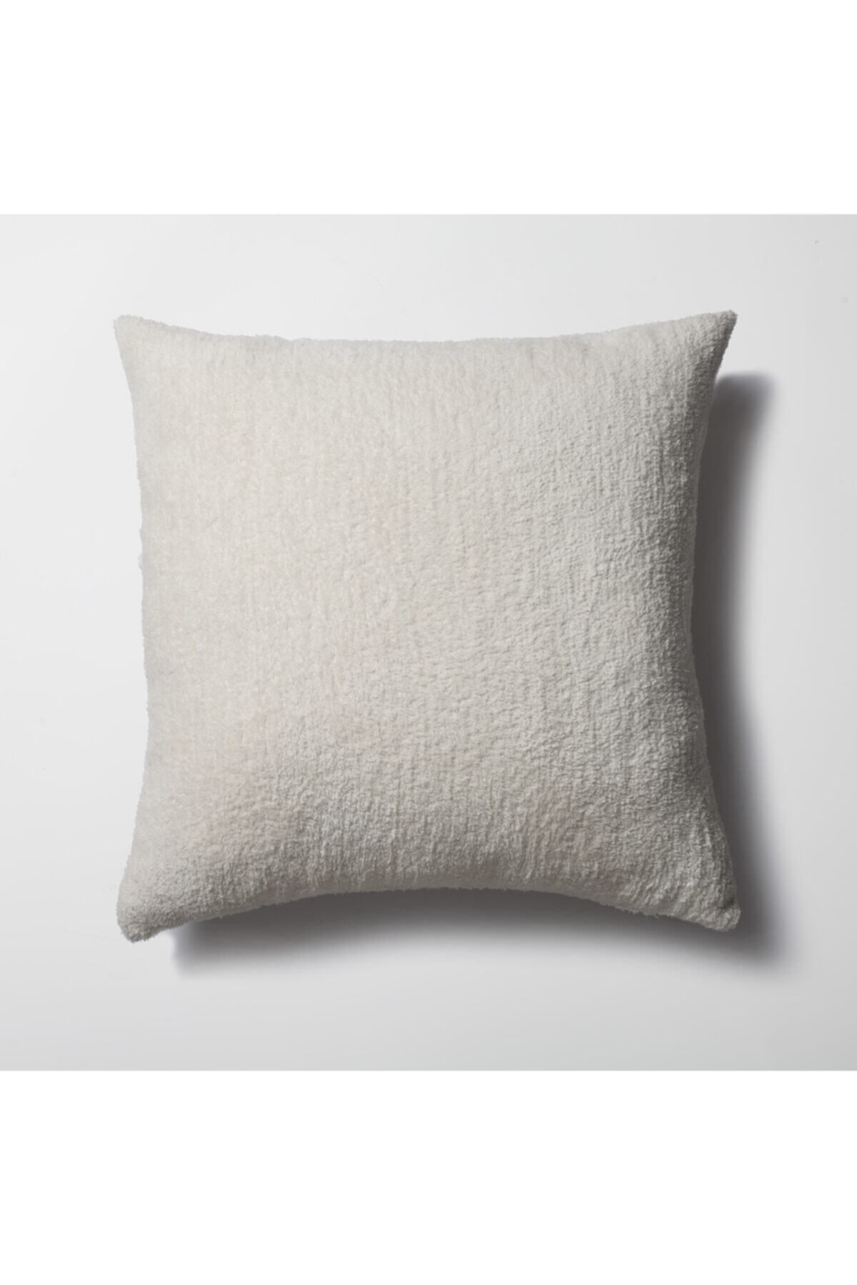 DEKORANLA Tüylü Sheepskin Kırlent 50x50, İç Yastık Dahil, Beyaz Renk