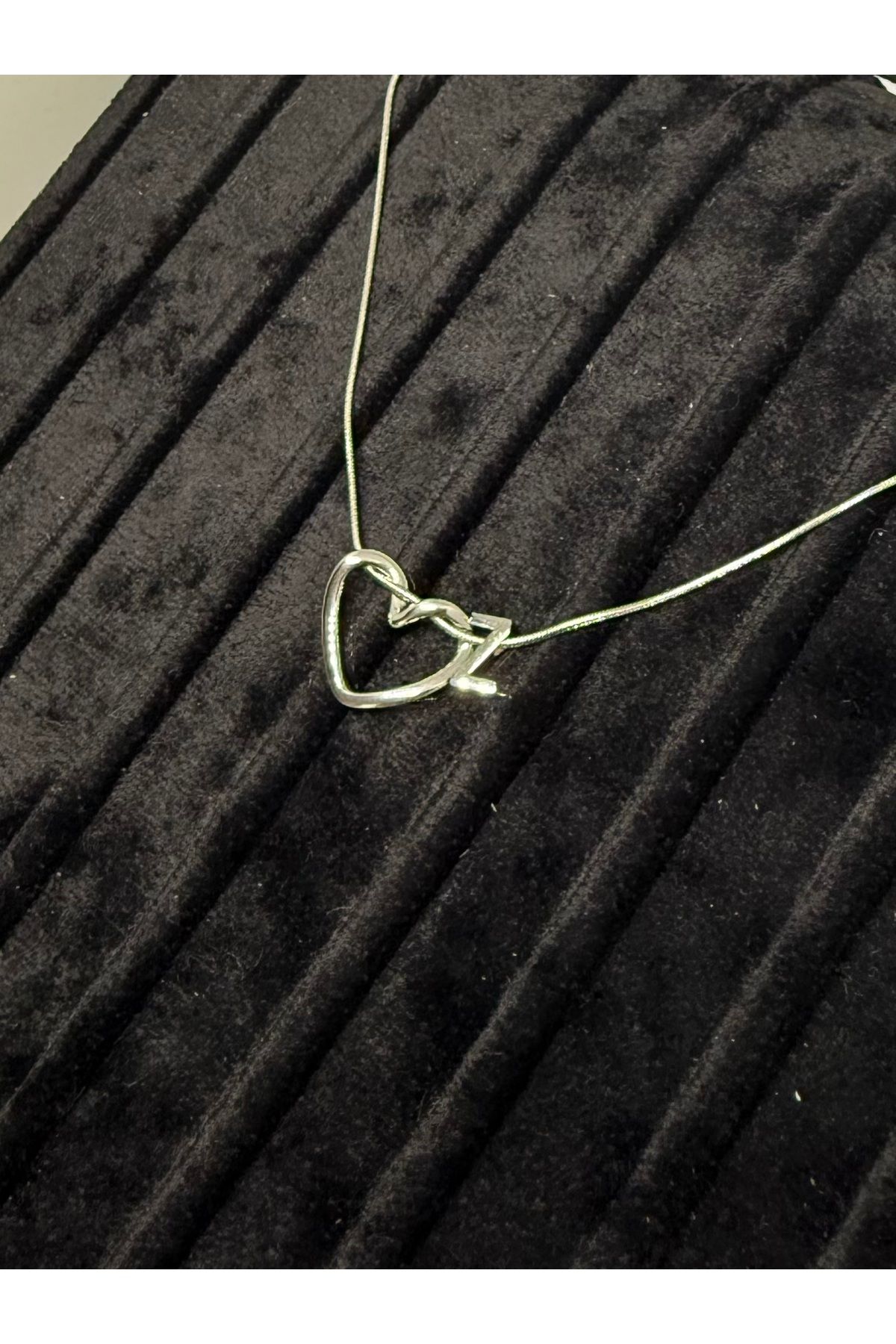 Gulsah's Store Çelik silver minimalist kalpli harfli kolye