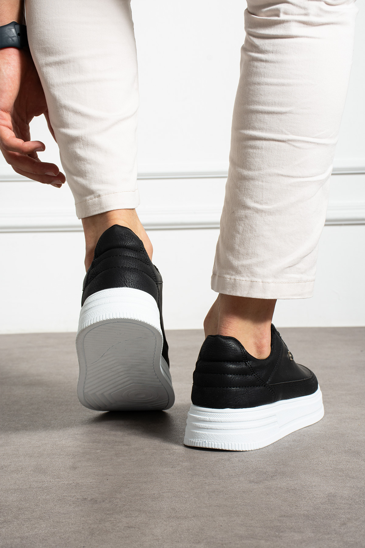 MCLACOS Erkek Sneaker Günlük Spor Ayakkabı Yüksek Taban Siyah Beyaz- Rahat Tasarım x7 görsel 4